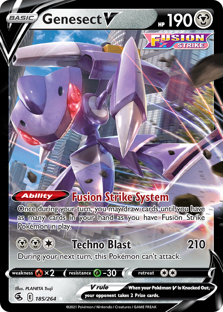 Genesect V 185/264 Holo V Rare Fusion Strike Pokemon