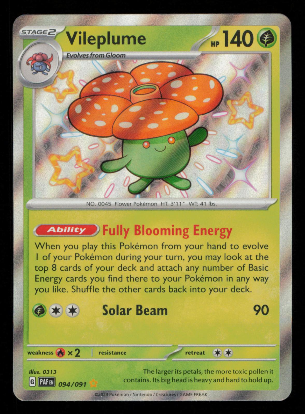 Vileplume 094/091 Shiny Rare Paldean Fates Pokemon Holo 