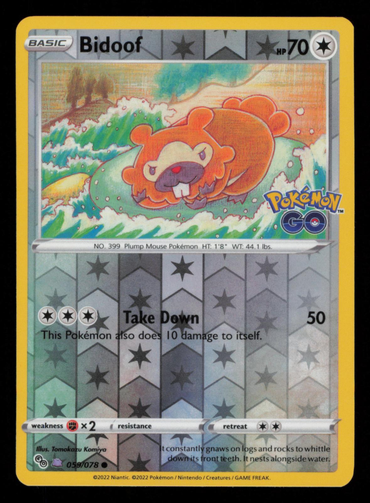 Bidoof (Peelable Ditto) 059/078 Common Pokemon GO Pokemon Reverse Holo