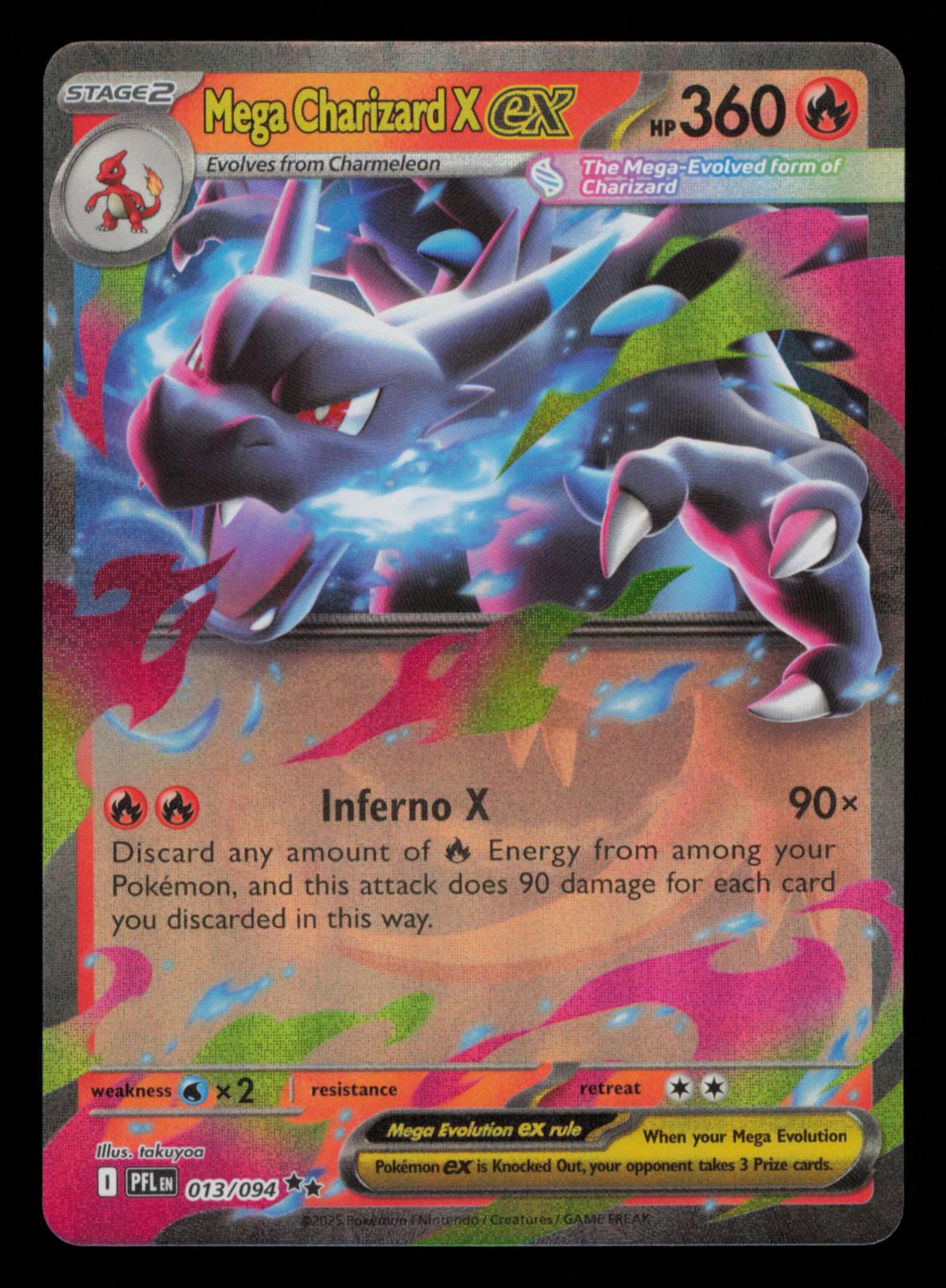 Mega Charizard X ex 013/094 Double Rare Phantasmal Flames Pokemon