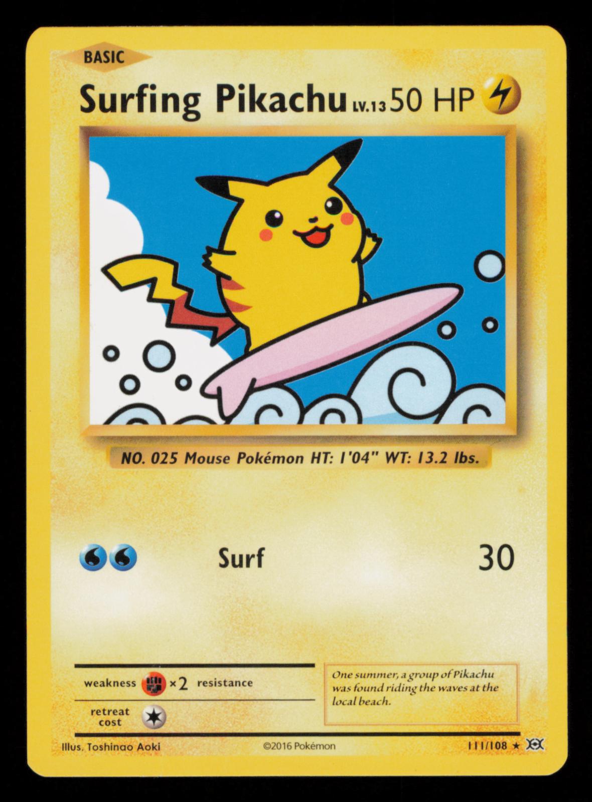 Surfing Pikachu 111/108 Secret Rare Evolutions Pokemon