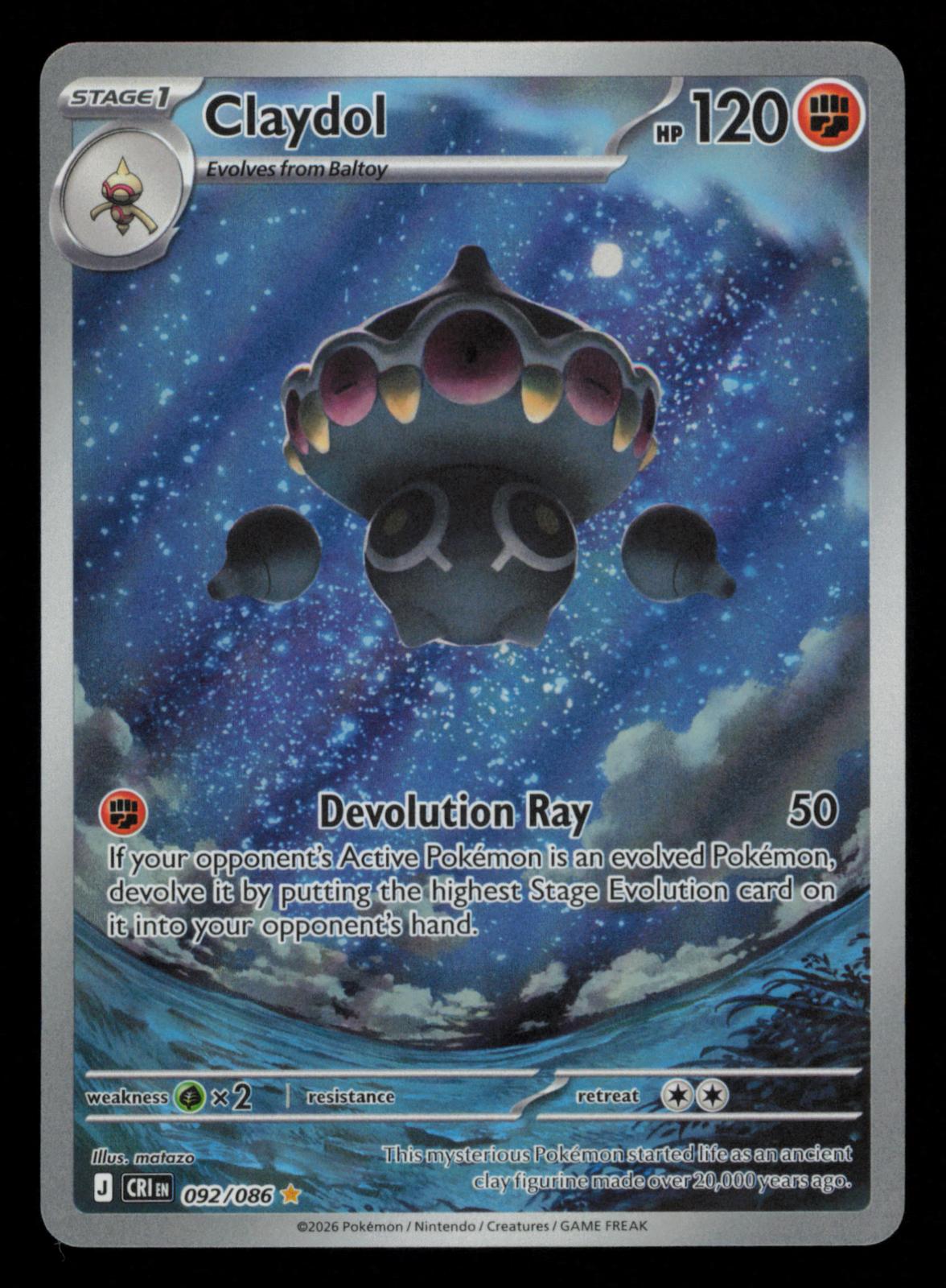Claydol 092/086 Holo Illustration Rare Chaos Rising Pokemon