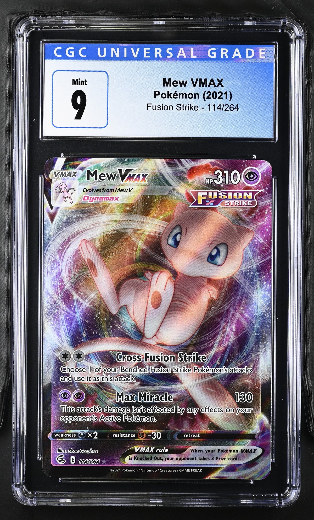 Mew Vmax 114/264 Holo Fusion Strike Pokemon CGC 9 Mint