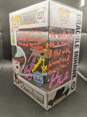 One Piece Dracule Mihawk Funko Pop #1521 – Double Signed by John Gremillion & John Ward + Quote