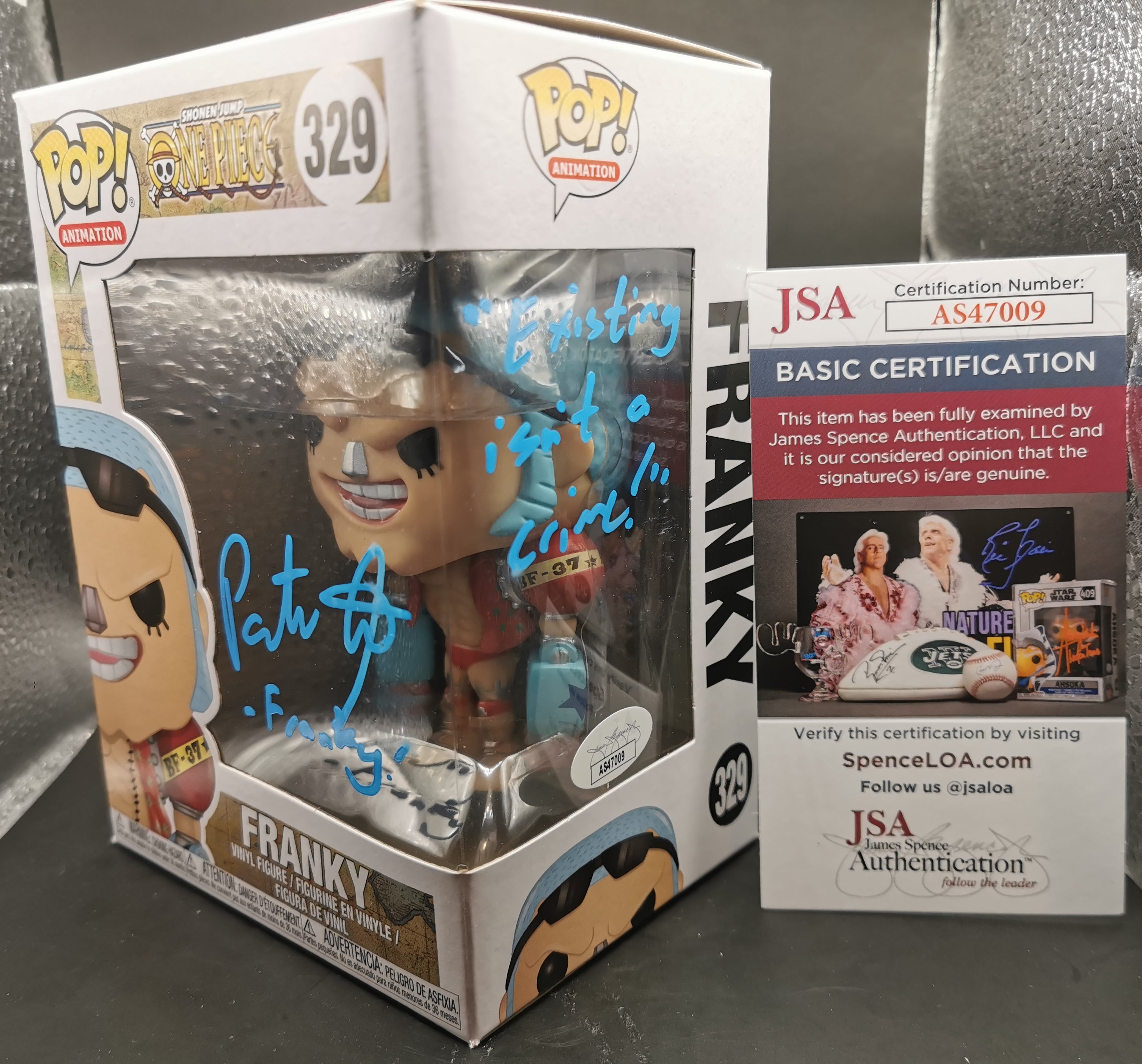 Signed One Piece Franky Funko Pop #329 – Patrick Seitz Autograph + JSA Certified