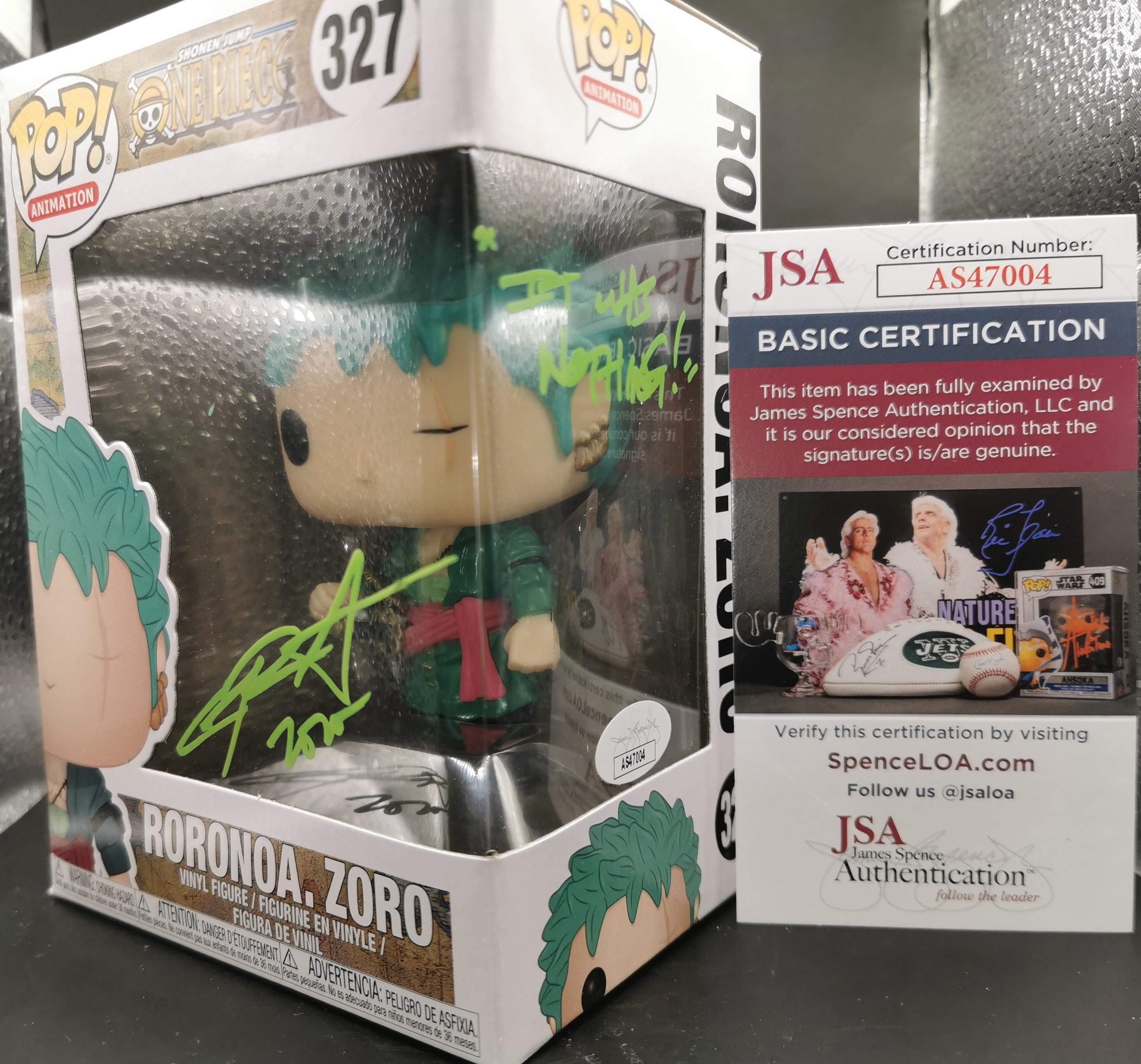 One Piece – Roronoa Zoro Funko Pop #327 Signed by Christopher Sabat + JSA Certified