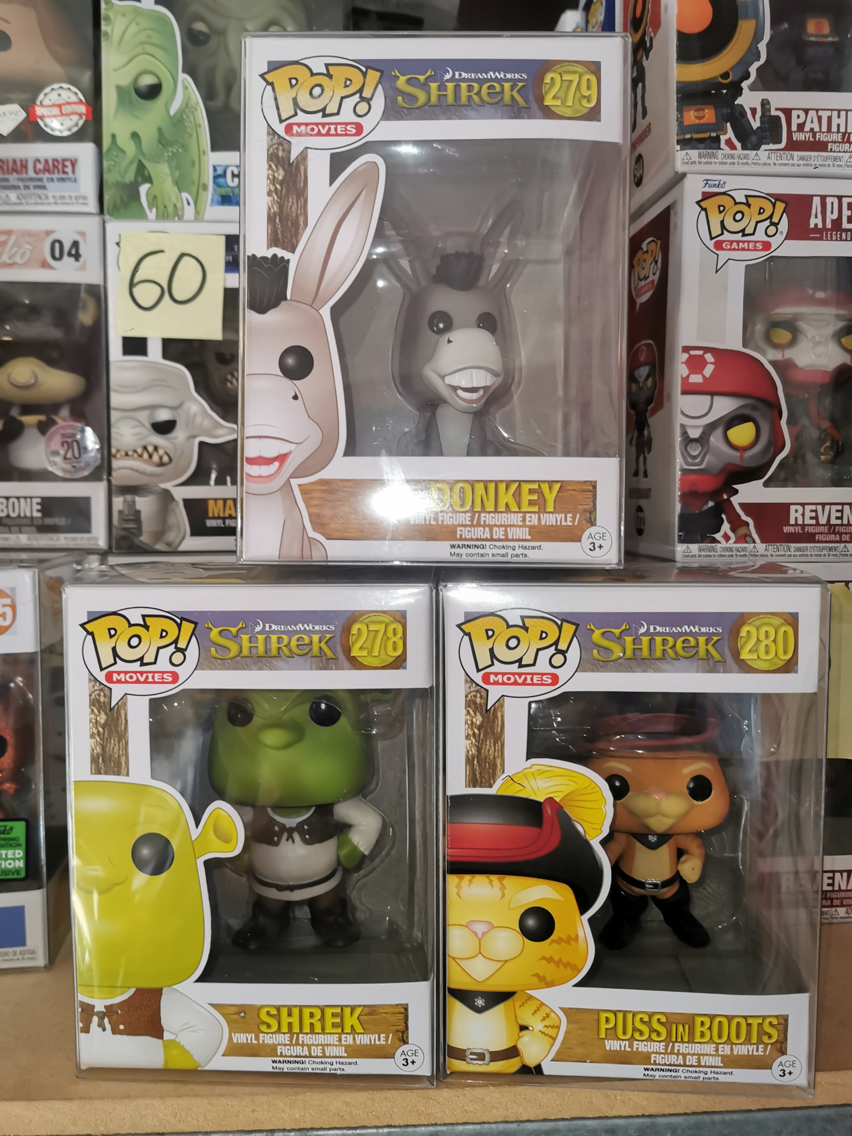 Donkey #279, Shrek #278, Puss in Boots #280 Shrek Funko Pop