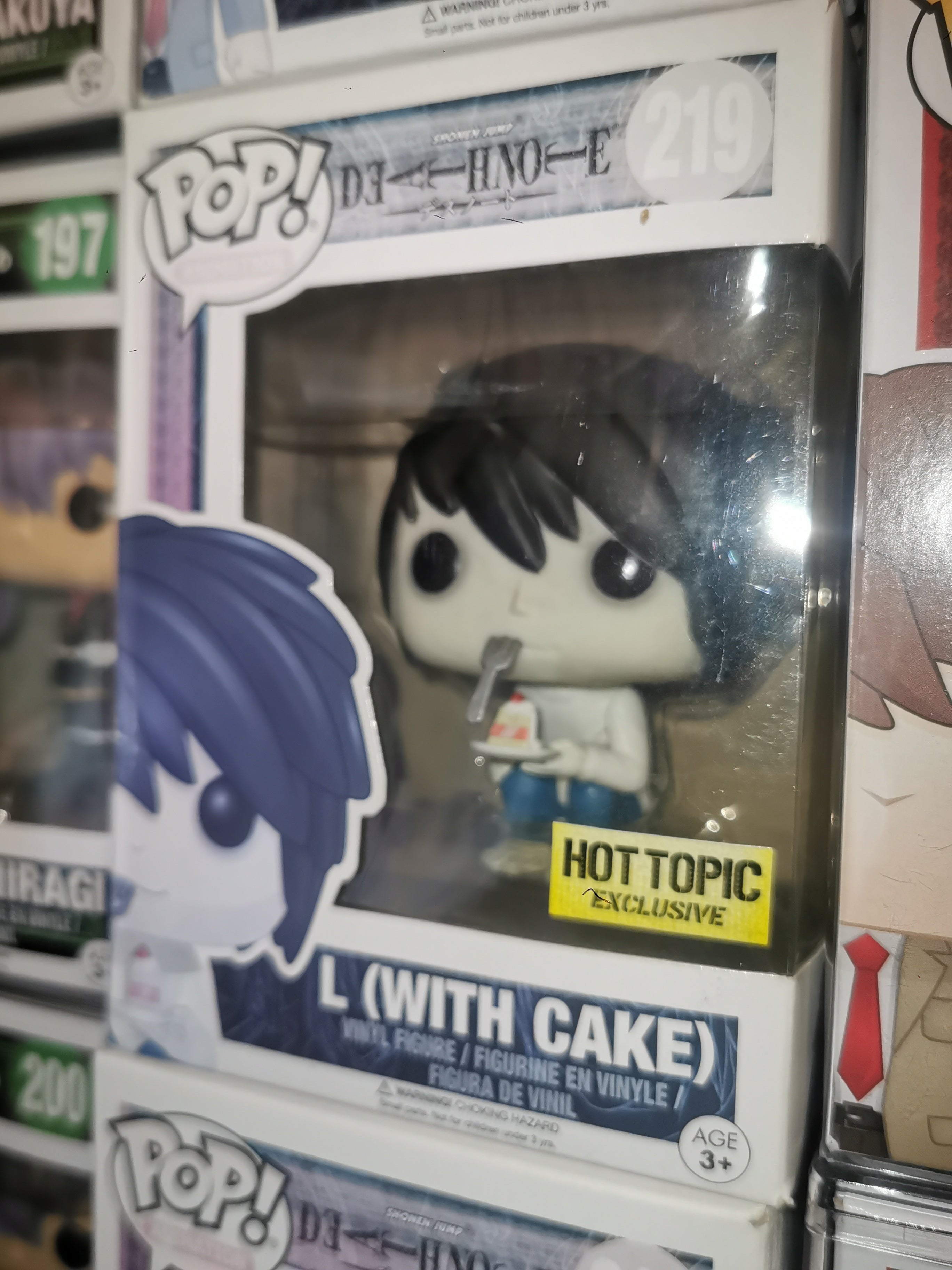 L (with Cake) Hot Topic  #219 Front Sun Faded Death Note Funko Pop
