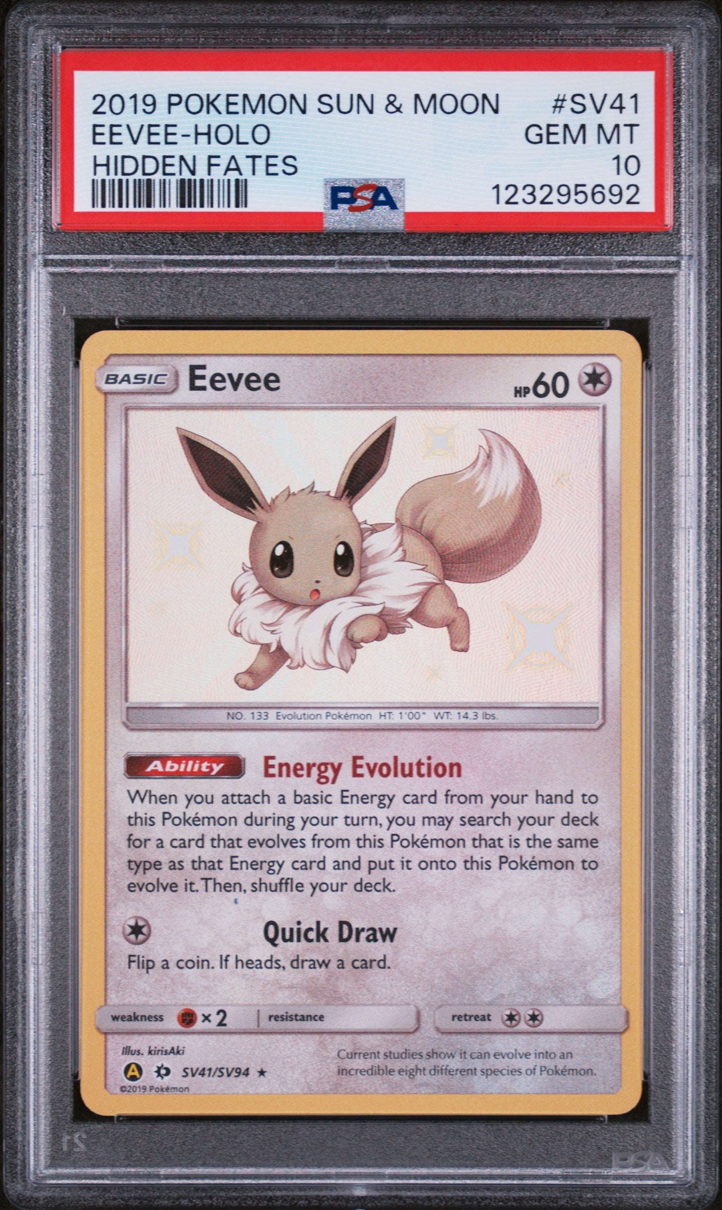 Eevee SV41/SV94 Hidden Fates Pokemon PSA 10
