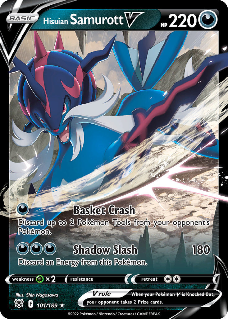 Hisuian Samurott V 101/189 Holo V Rare Astral Radiance Pokemon
