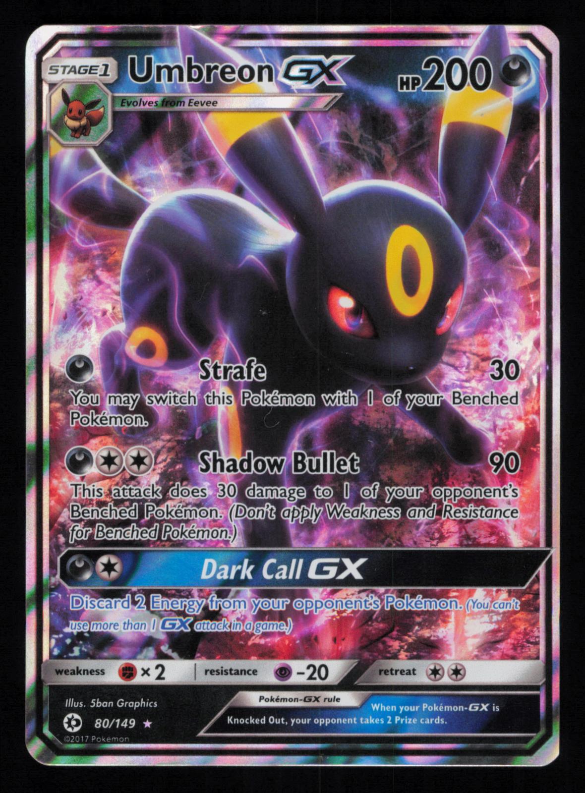 Umbreon GX 80/149 Holo Ultra Rare SM Base Set Pokemon