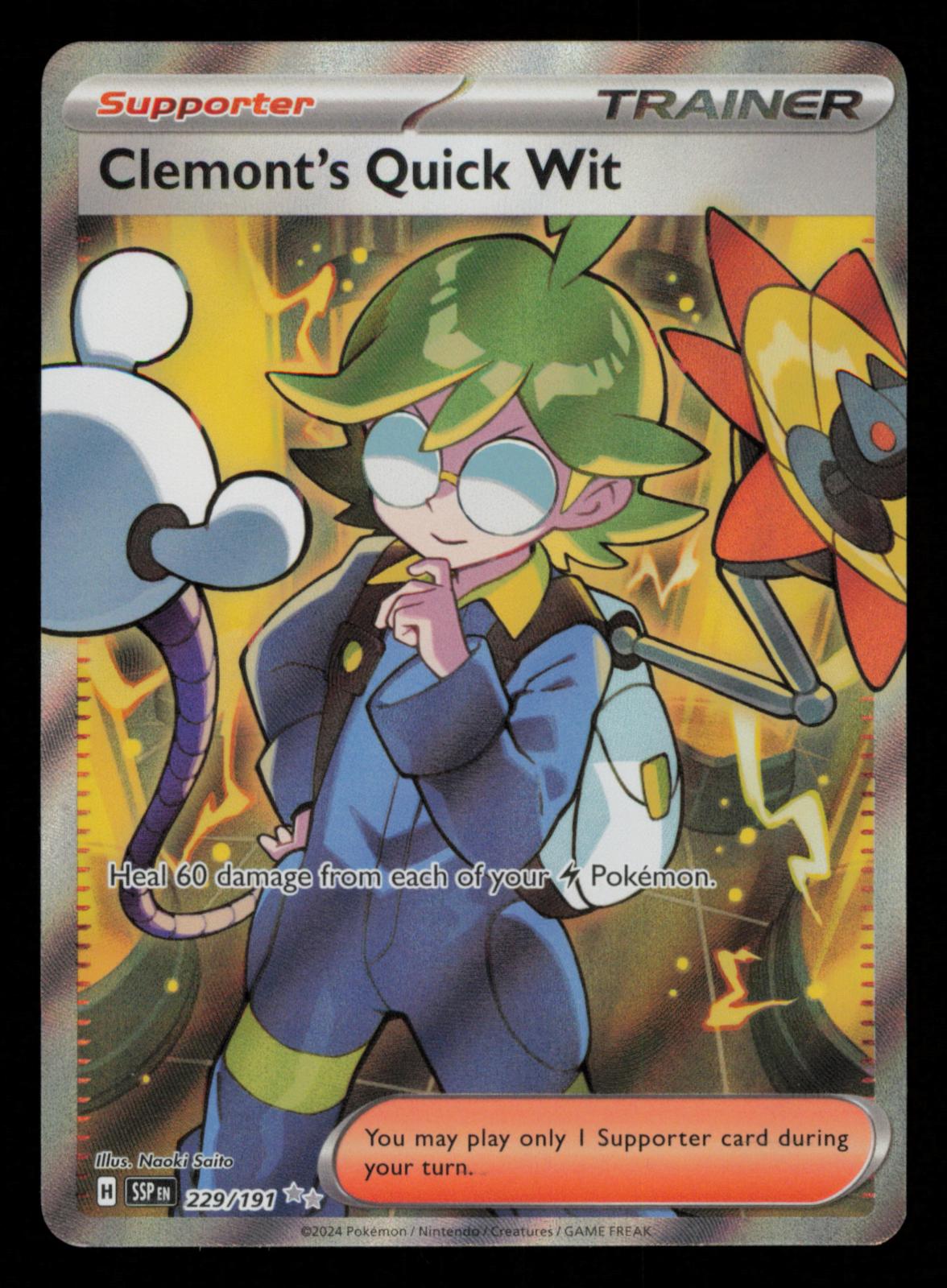 Clemont's Quick Wit 229/191 Ultra Rare Surging Sparks Pokemon