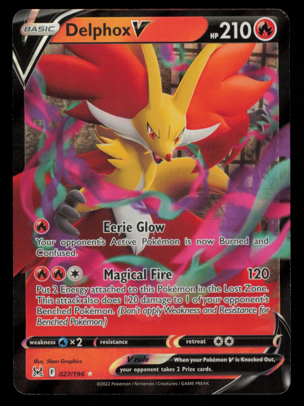 Delphox V 027/196 Holo V Rare Lost Origin Pokemon