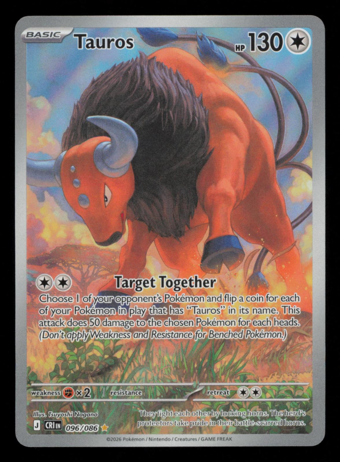 Tauros 096/086 Holo Illustration Rare Chaos Rising Pokemon