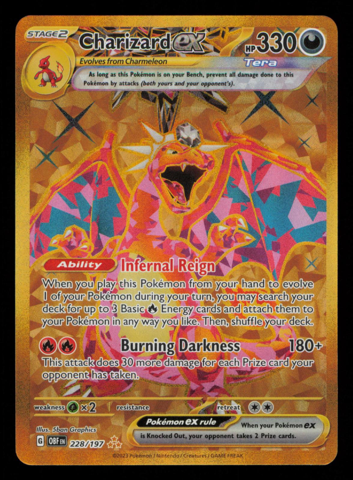 Charizard ex 228/197 Hyper Rare Obsidian Flames Pokemon