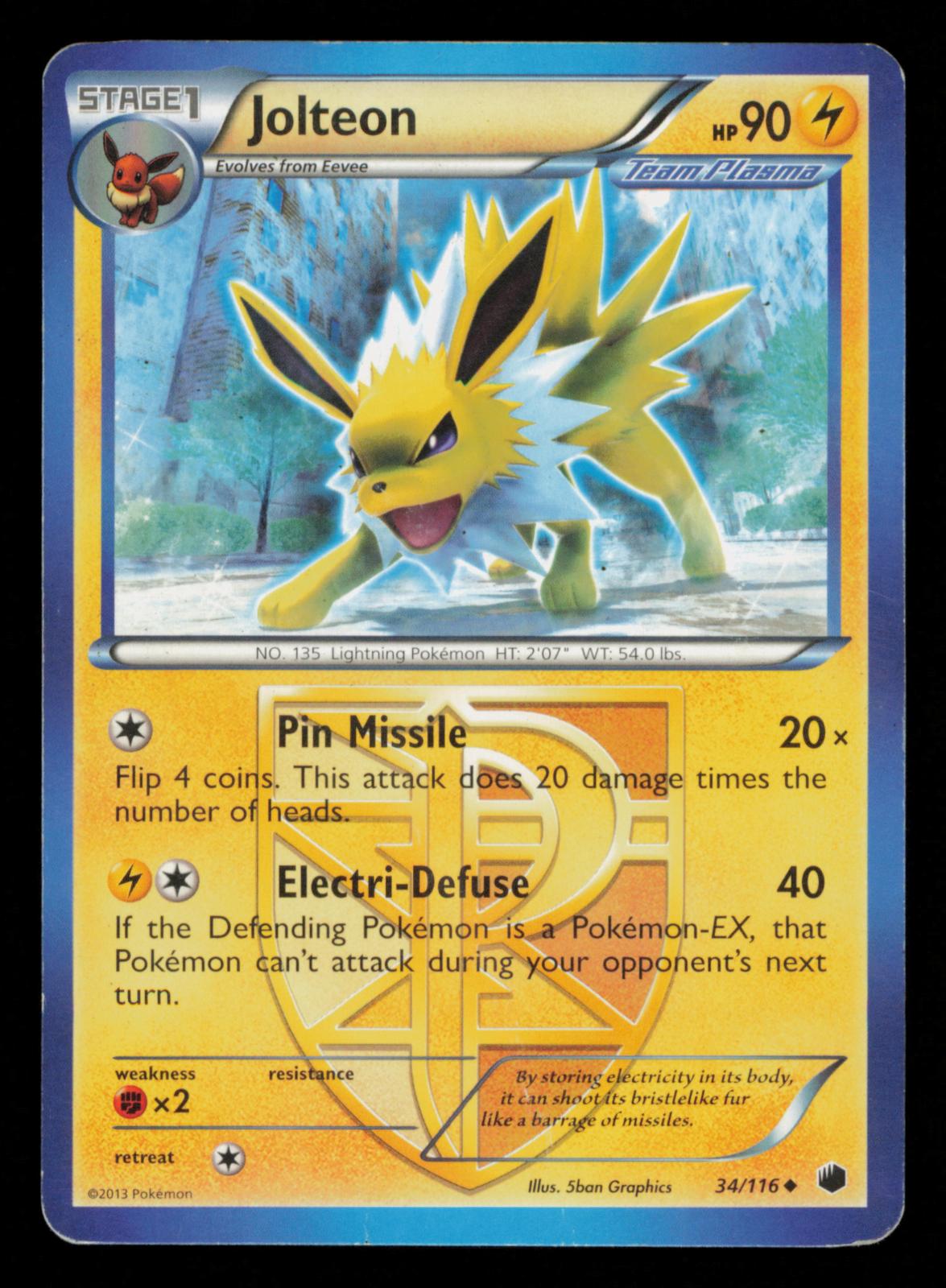 Jolteon 34/116 Uncommon Plasma Freeze Pokemon