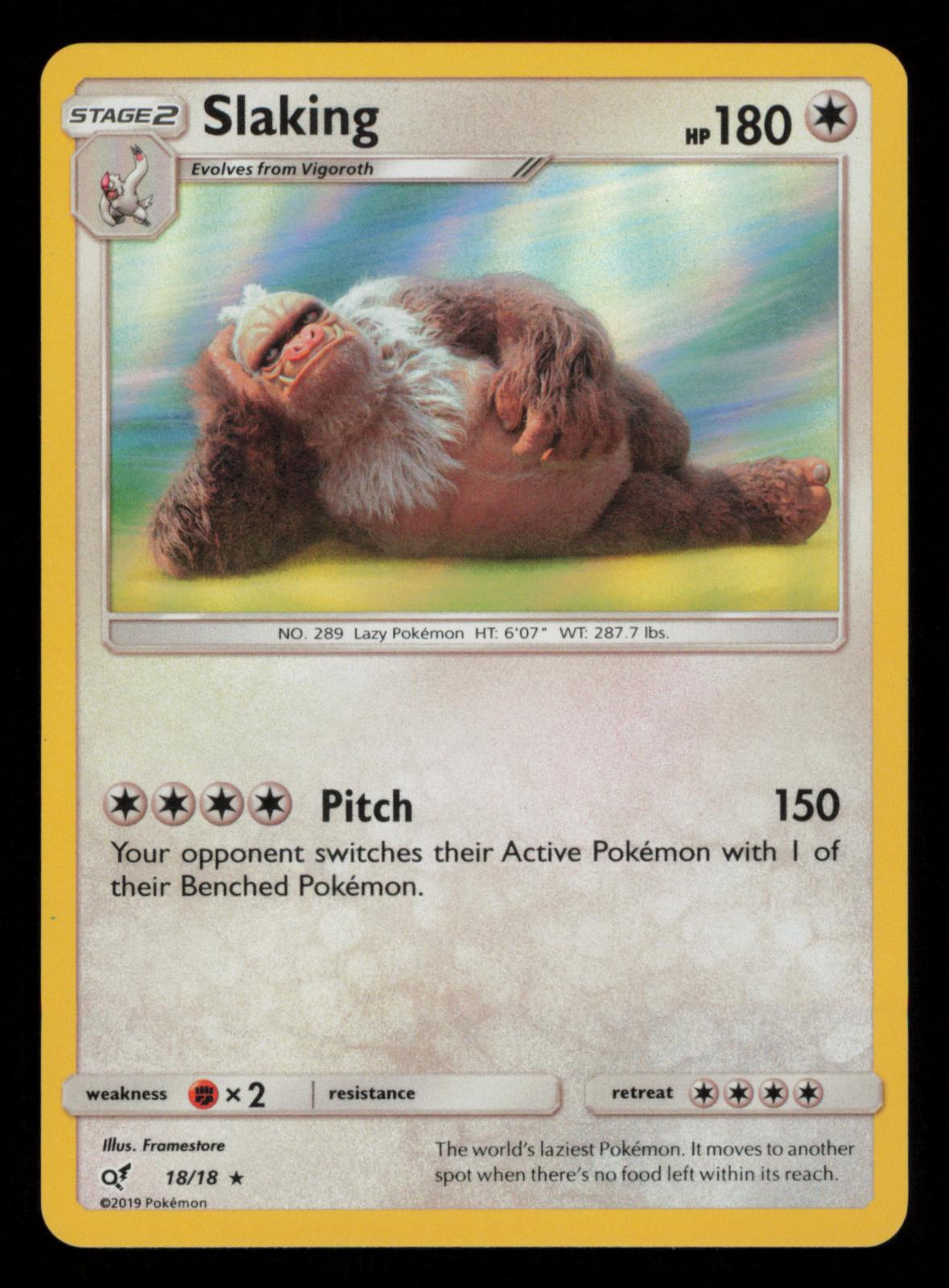 Slaking 18/18 Rare Detective Pikachu Pokemon