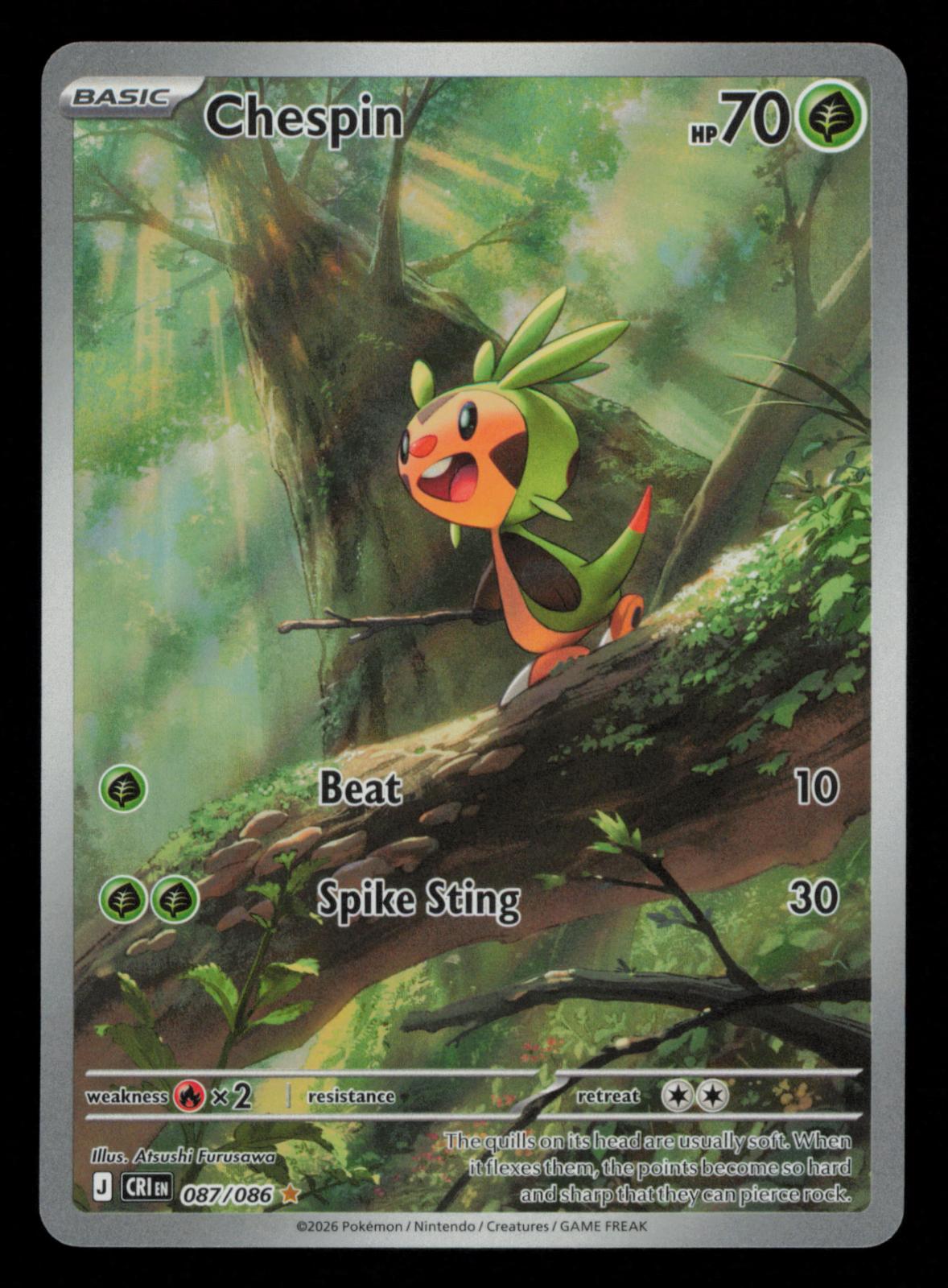 Chespin 087/086 Holo Illustration Rare Chaos Rising Pokemon