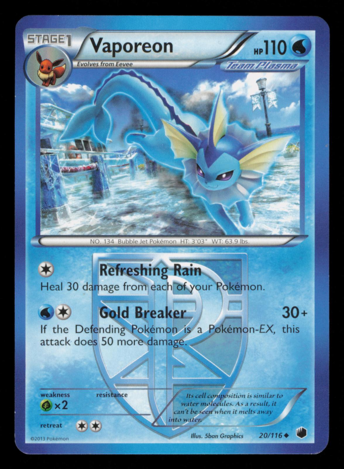 Vaporeon 20/116 Uncommon Plasma Freeze Pokemon
