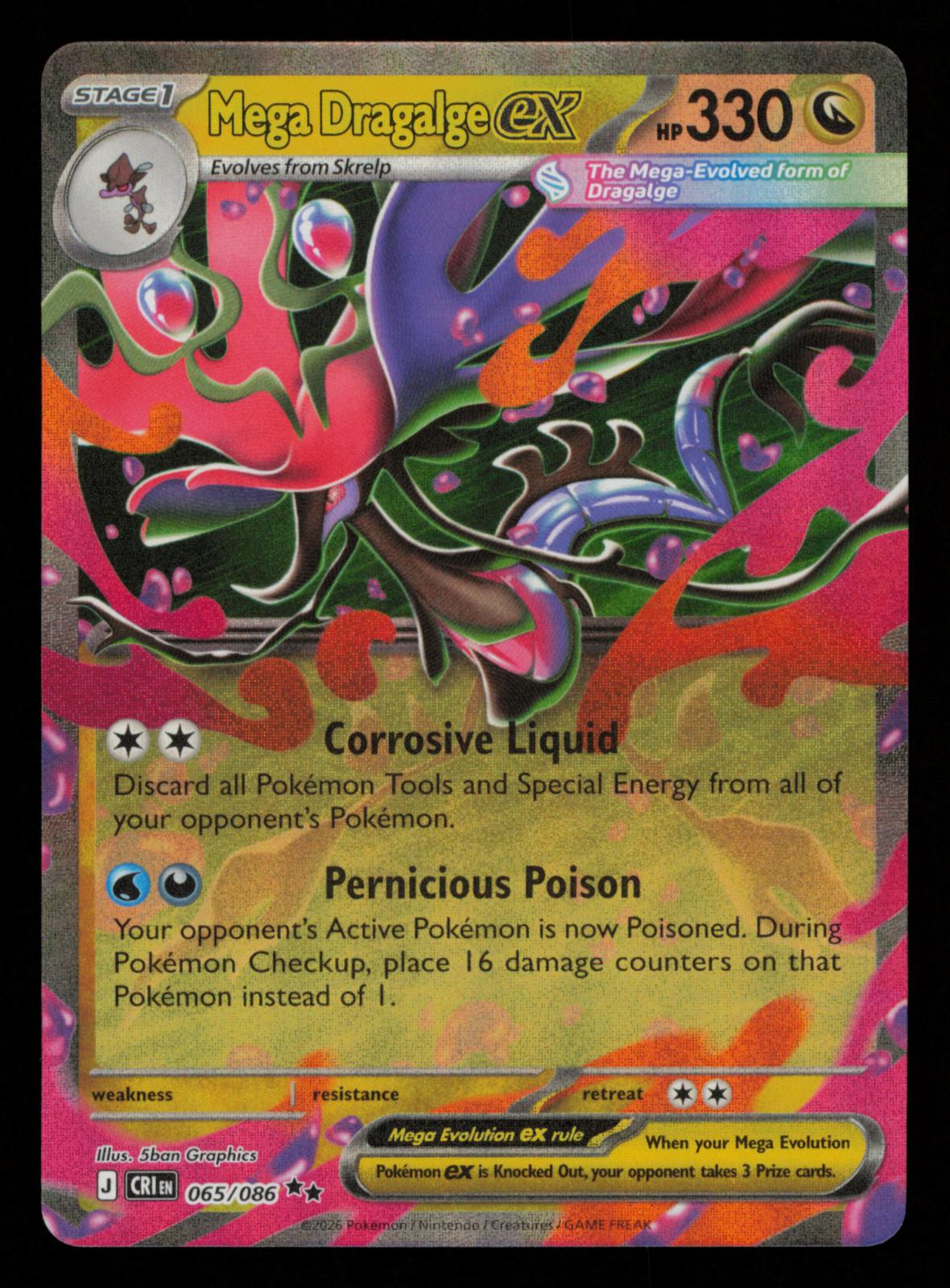 Mega Dragalge ex 065/086 Holo Double Rare Chaos Rising Pokemon