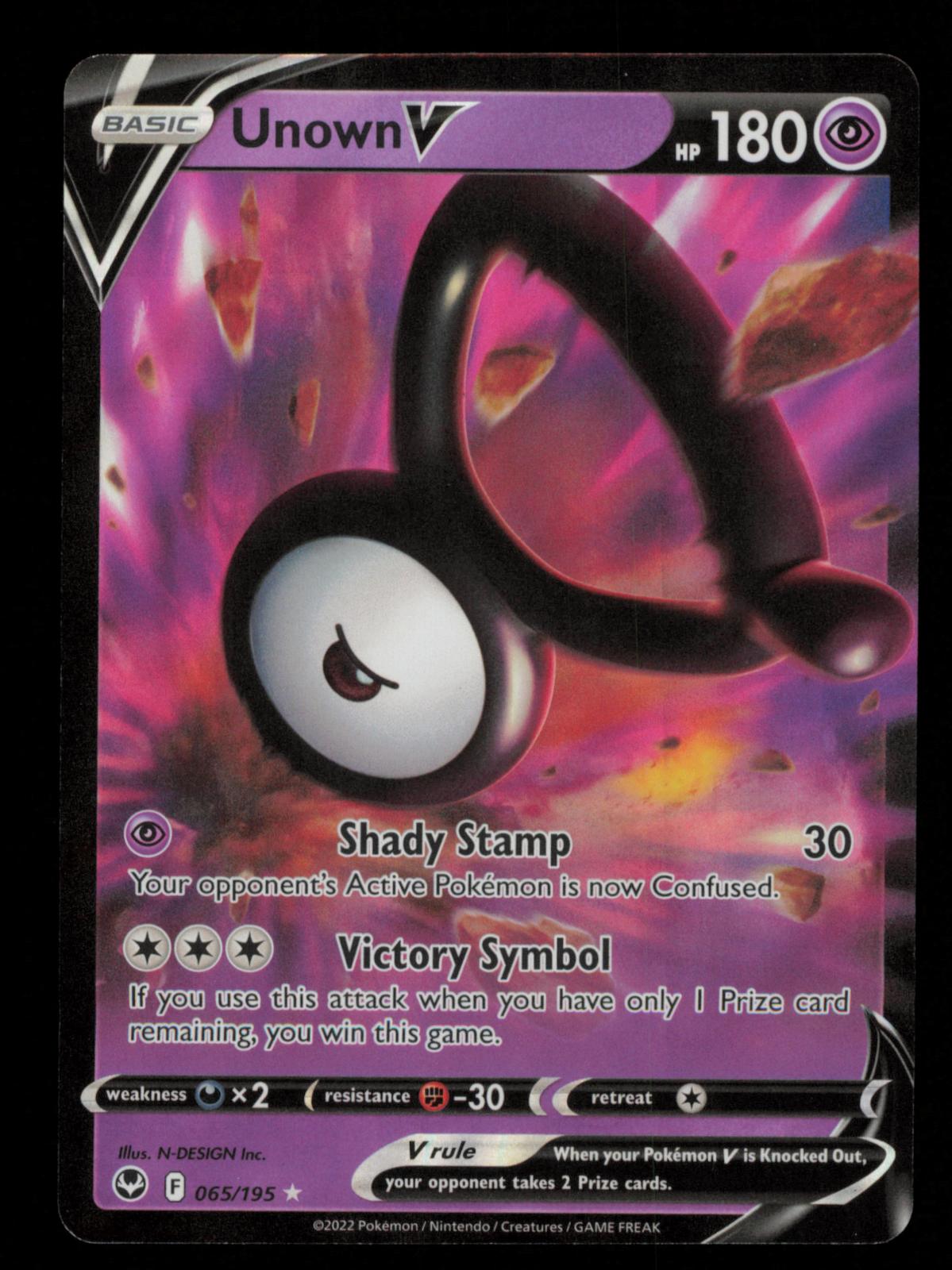 Unown V 065/195 Holo V Rare Silver Tempest Pokemon