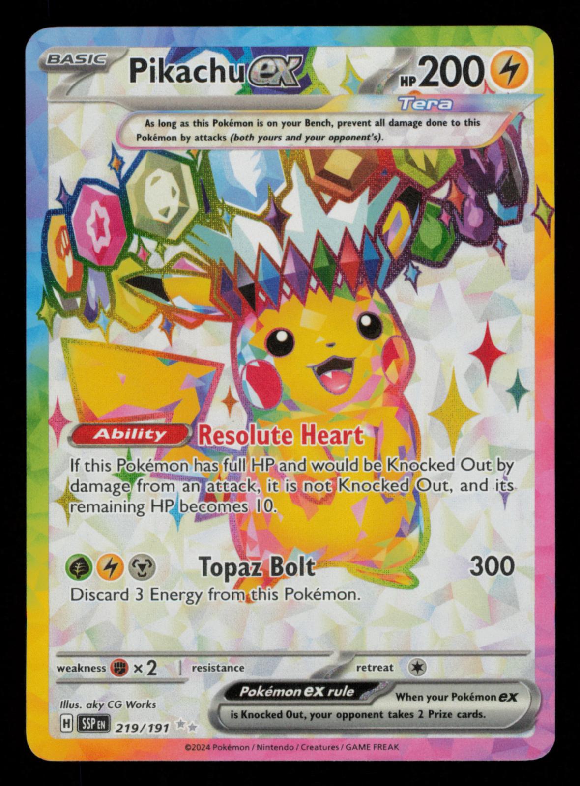 Pikachu ex 219/191 Ultra Rare Surging Sparks Pokemon Holo