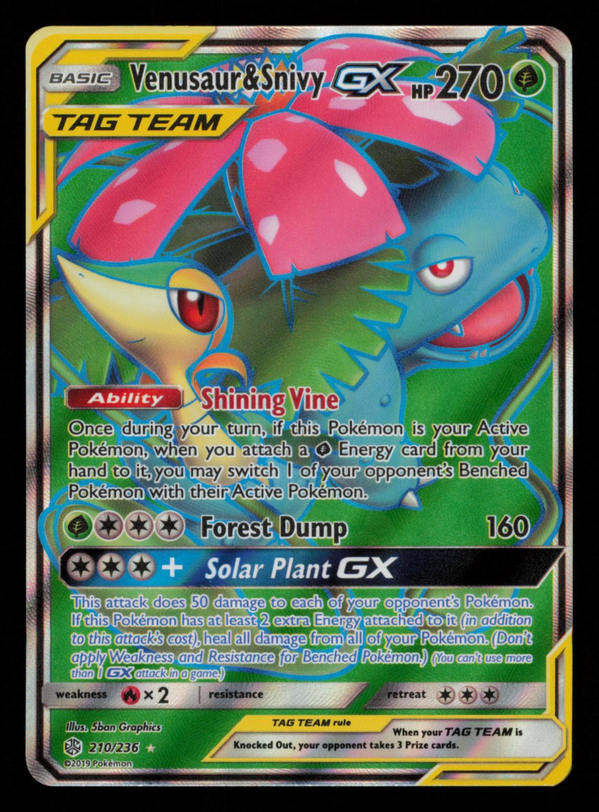 Venusaur & Snivy GX 210/236 Ultra Rare Cosmic Eclipse Pokemon