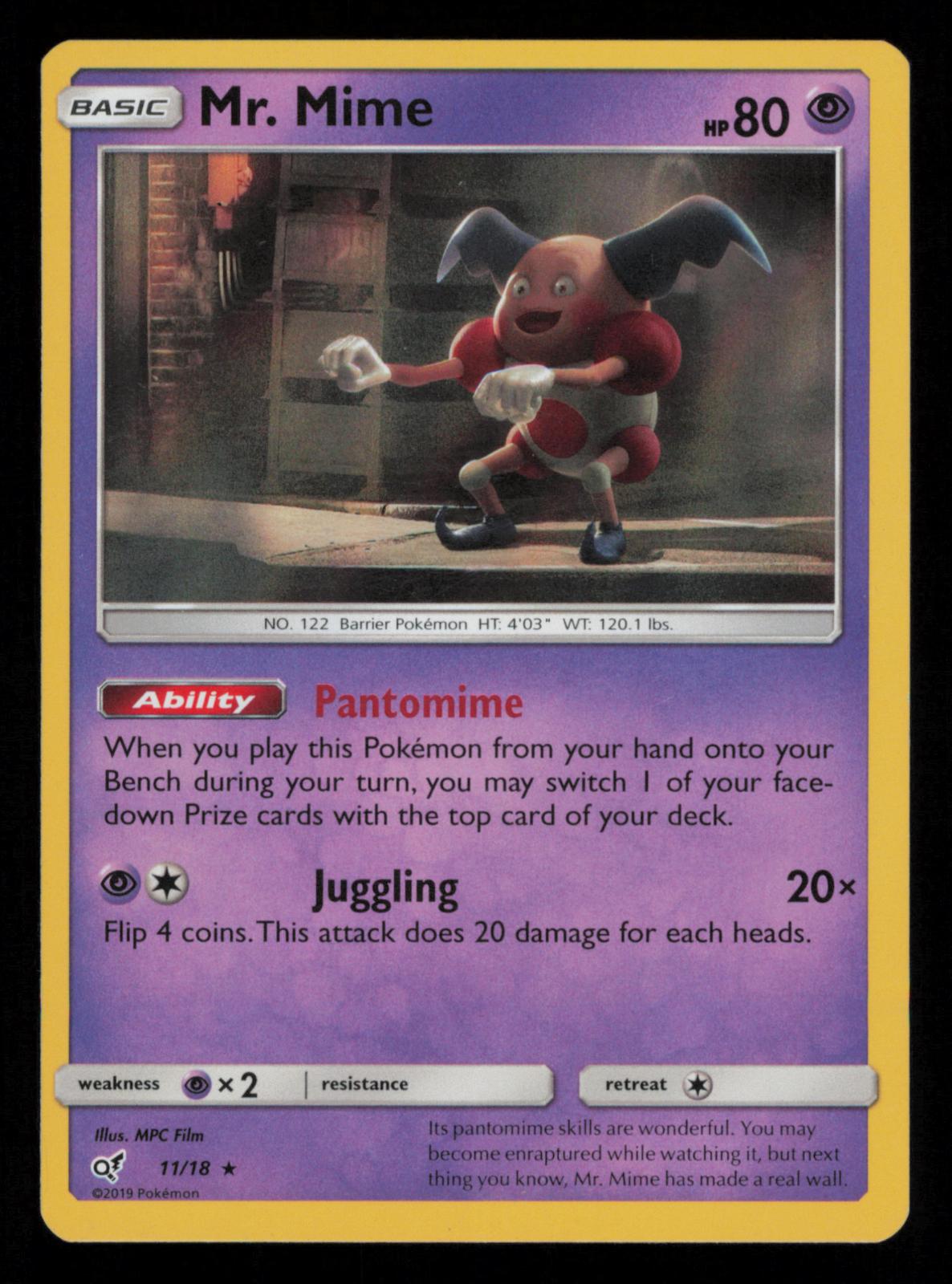 Mr. Mime 11/18 Rare Detective Pikachu Pokemon