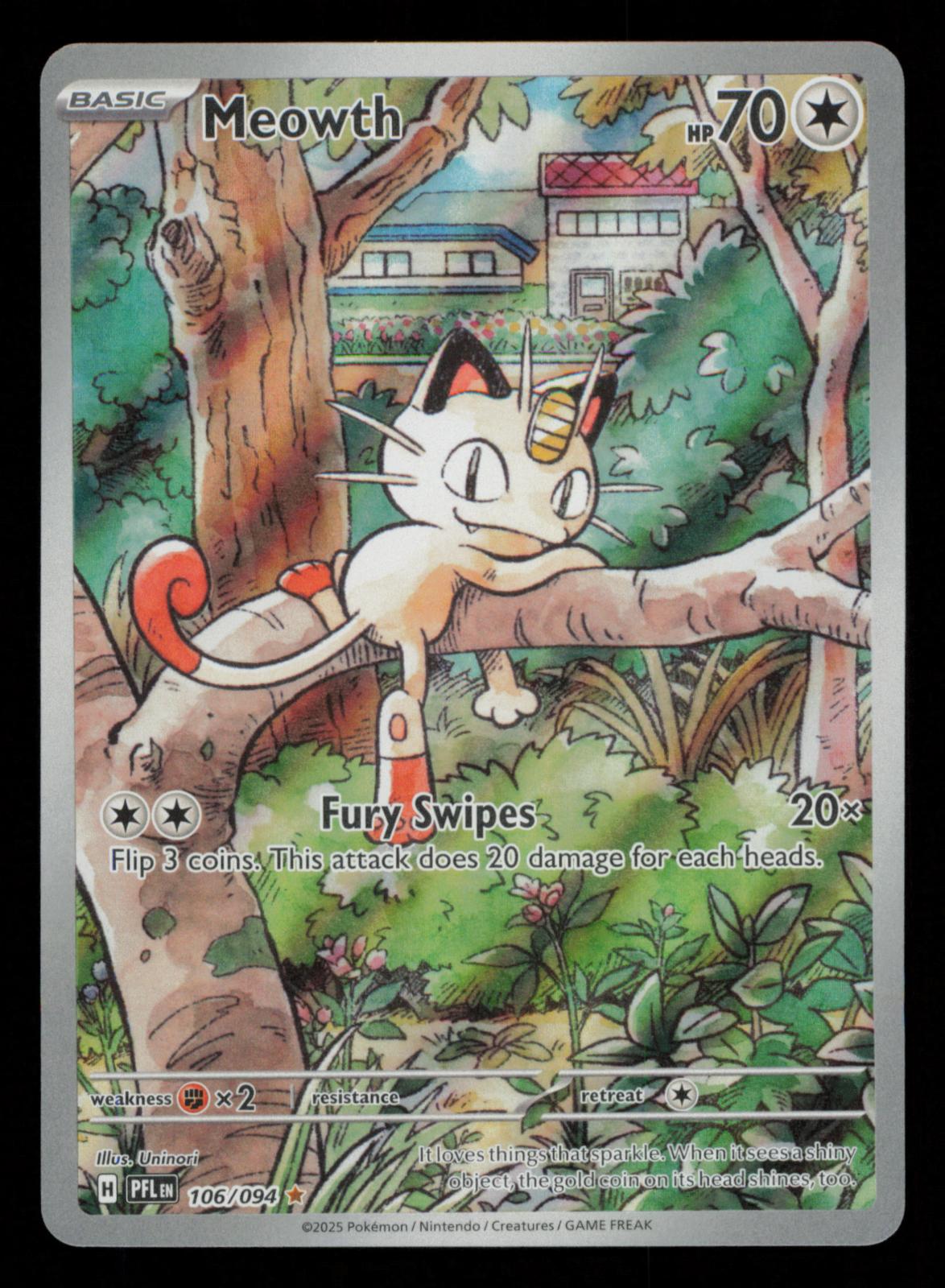 Meowth 106/094 Illustration Rare Phantasmal Flames Pokemon Holo