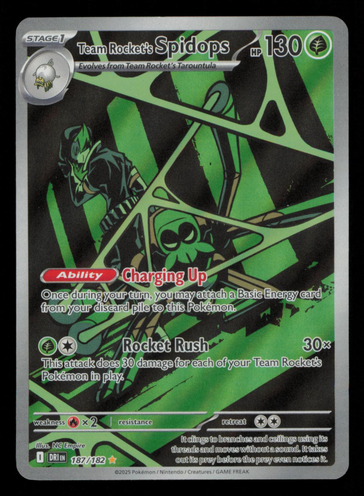Team Rocket's Spidops 187/182 Illustration Rare Destined Rivals Pokemon