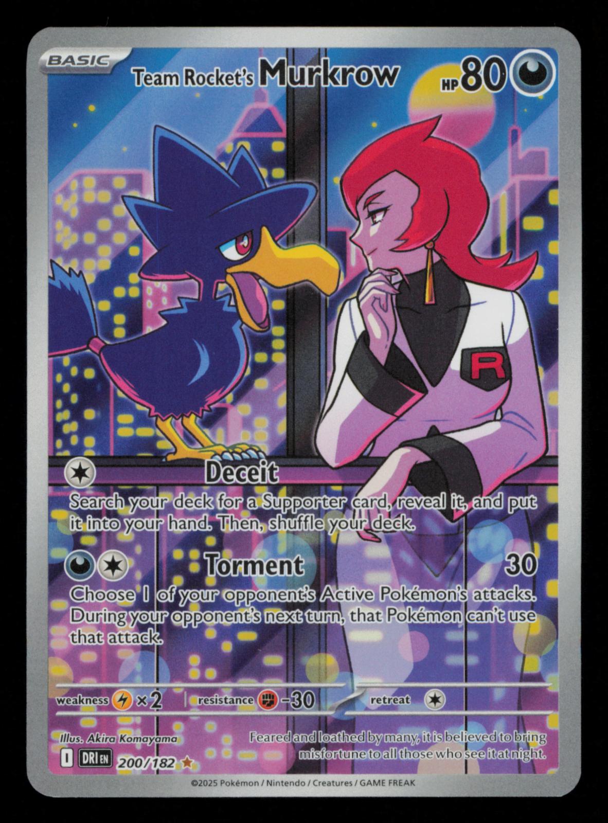 Team Rocket's Murkrow 200/182 Illustration Rare Destined Rivals Pokemon
