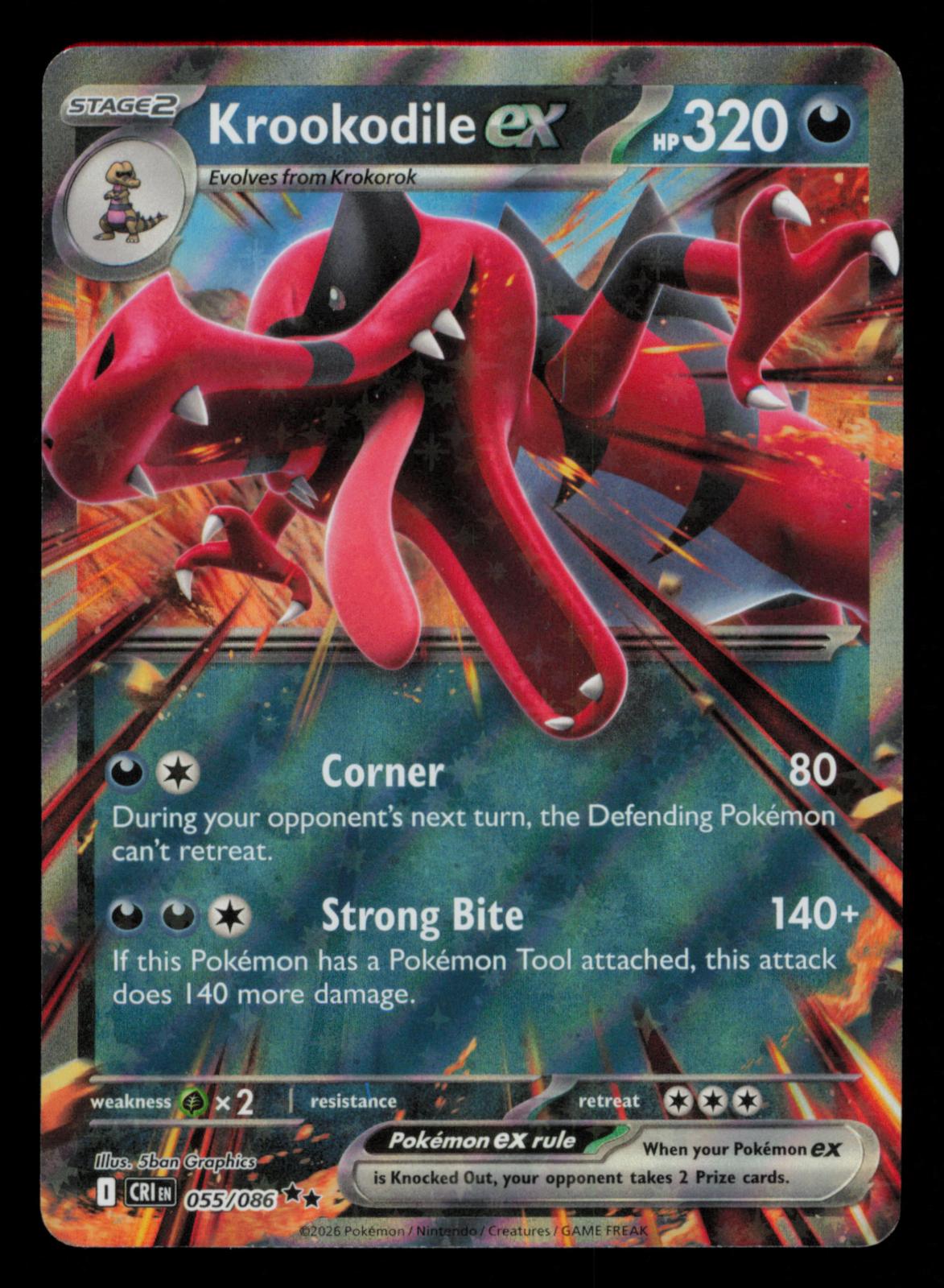 Krookodile ex 055/086 Double Rare Chaos Rising Pokemon