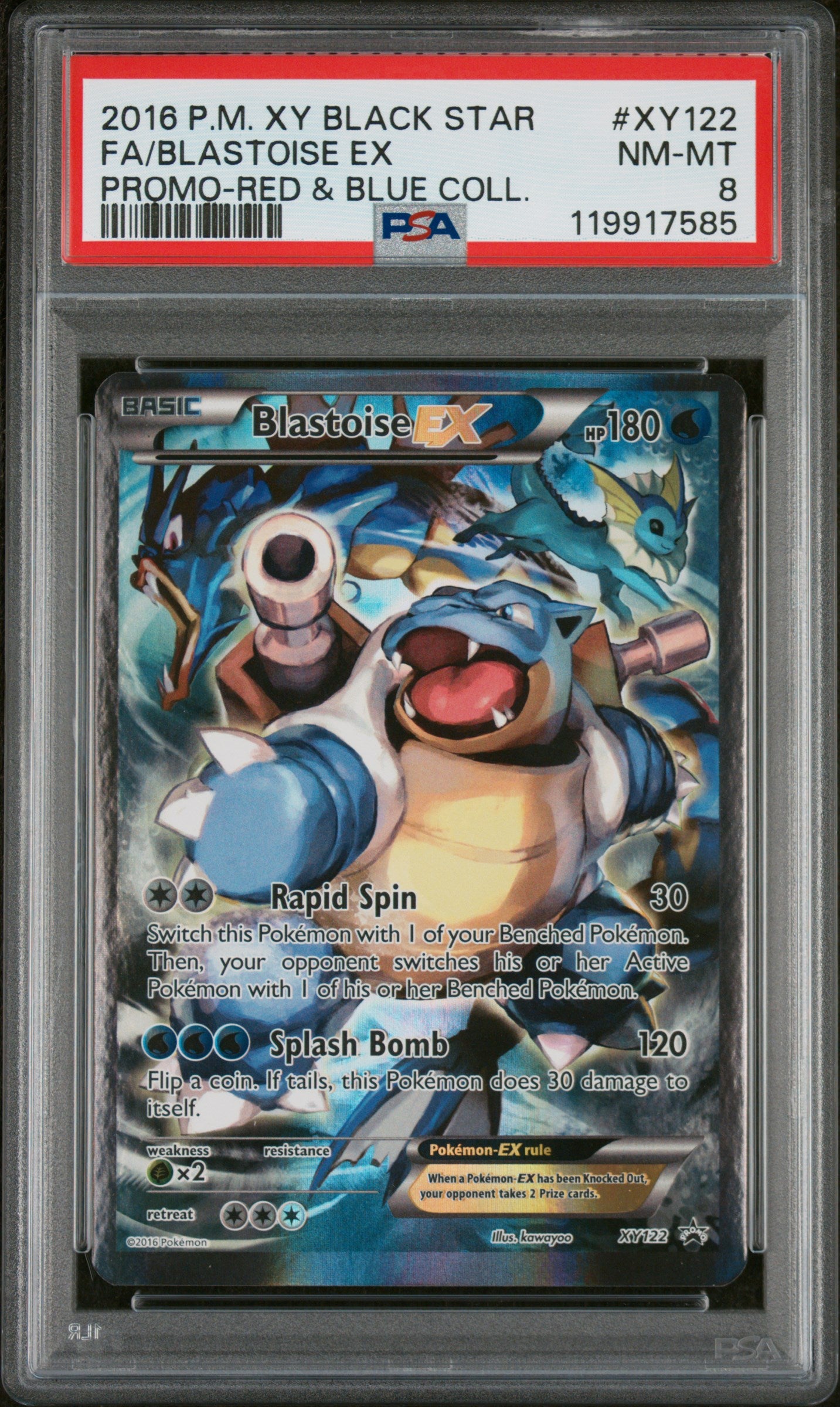 Blastoise EX XY122 Red & Blue Collection Black Star Promo Pokemon PSA 8
