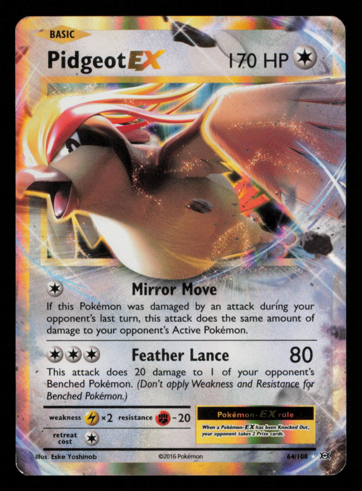 Pidgeot EX 64/108 Holo EX Rare Evolutions Pokemon