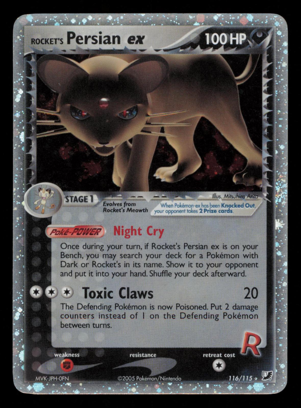 Rocket's Persian ex 116/115 Secret Rare Unseen Forces *SMALL CREASE ON FACE*