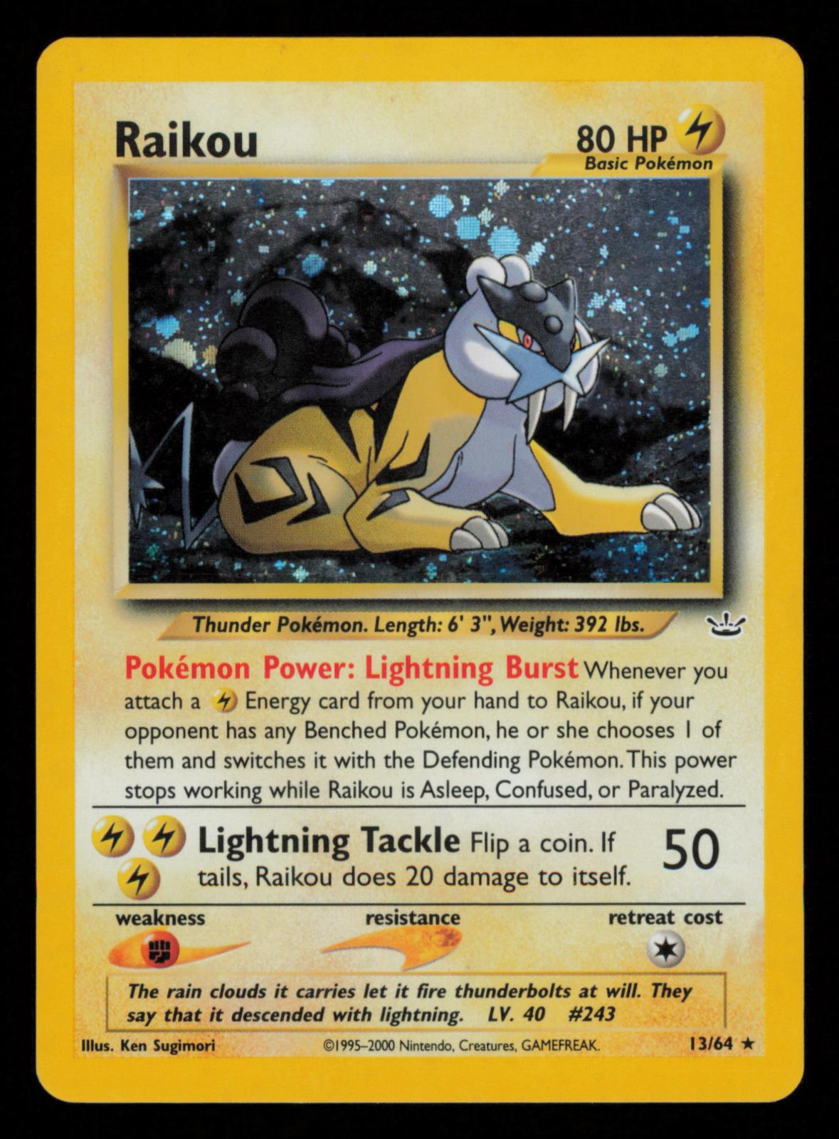 Raikou 13/64 Rare Neo Revelation Pokemon Unlimited Holo 