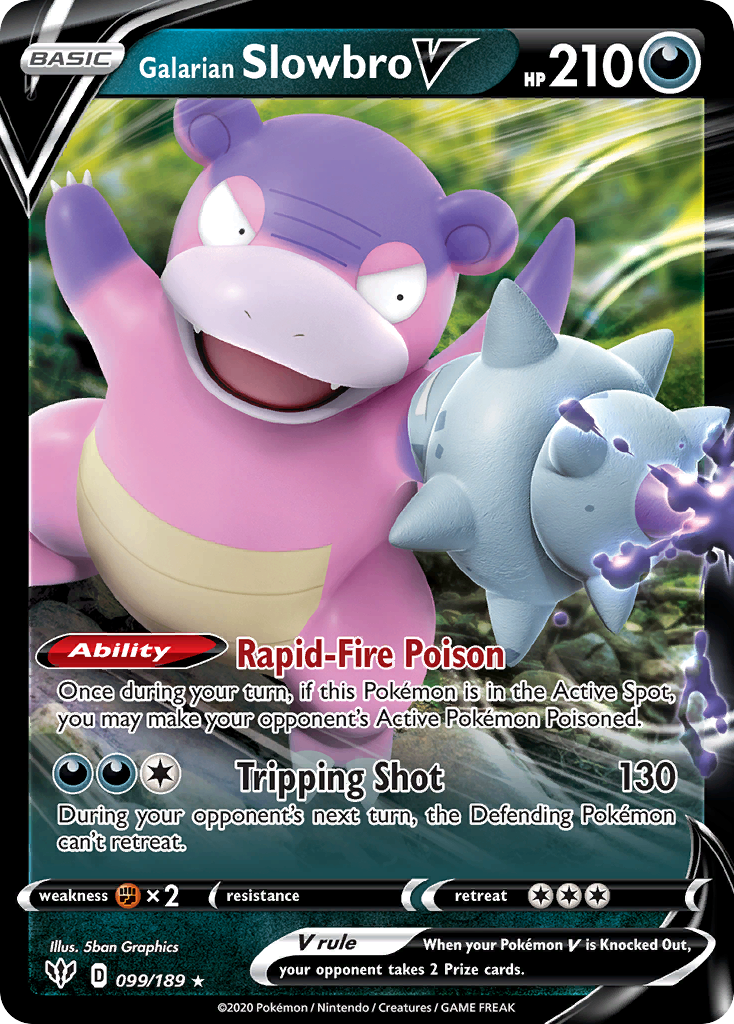 Galarian Slowbro V 099/189 Holo V Rare Darkness Ablaze Pokemon