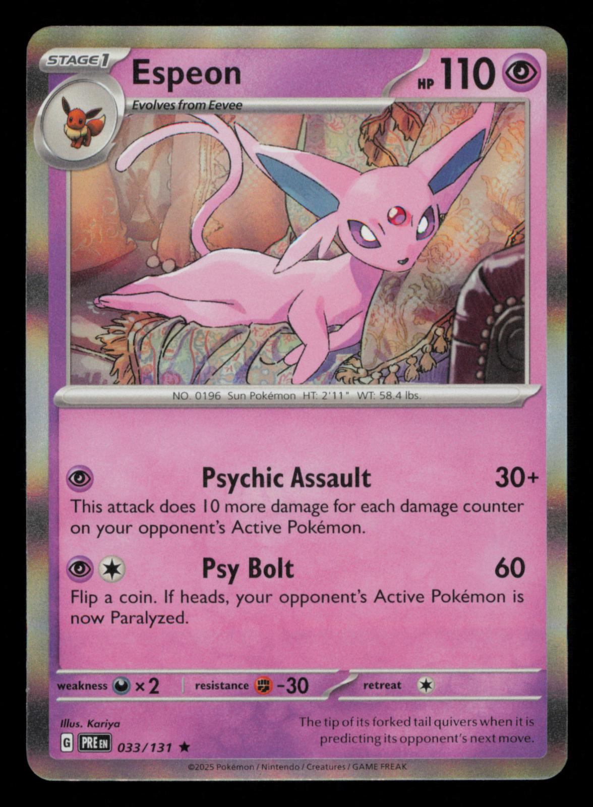 Espeon 033/131 Holo Rare Prismatic Evolutions Pokemon