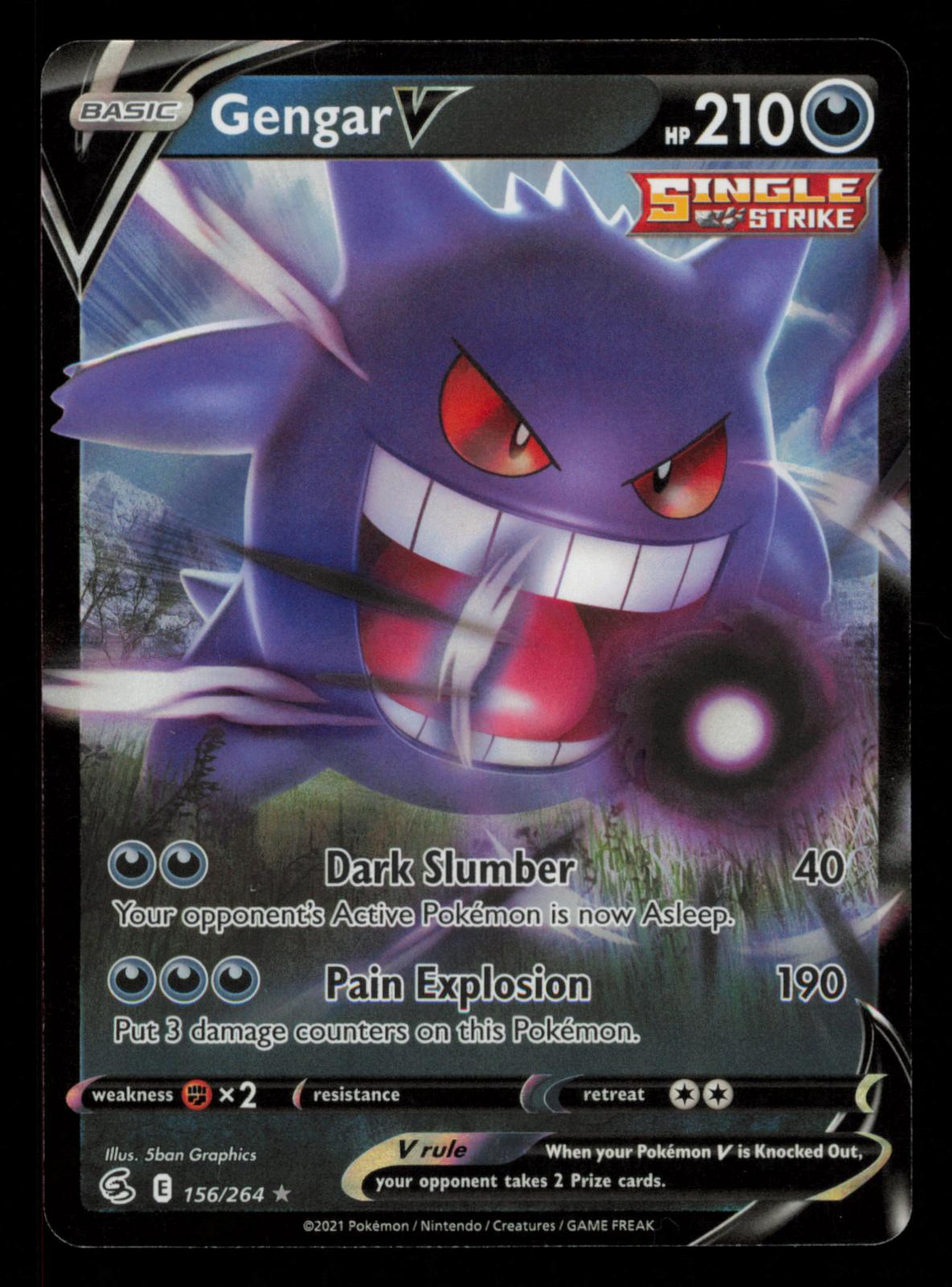 Gengar V 156/264 Holo V Rare Fusion Strike Pokemon