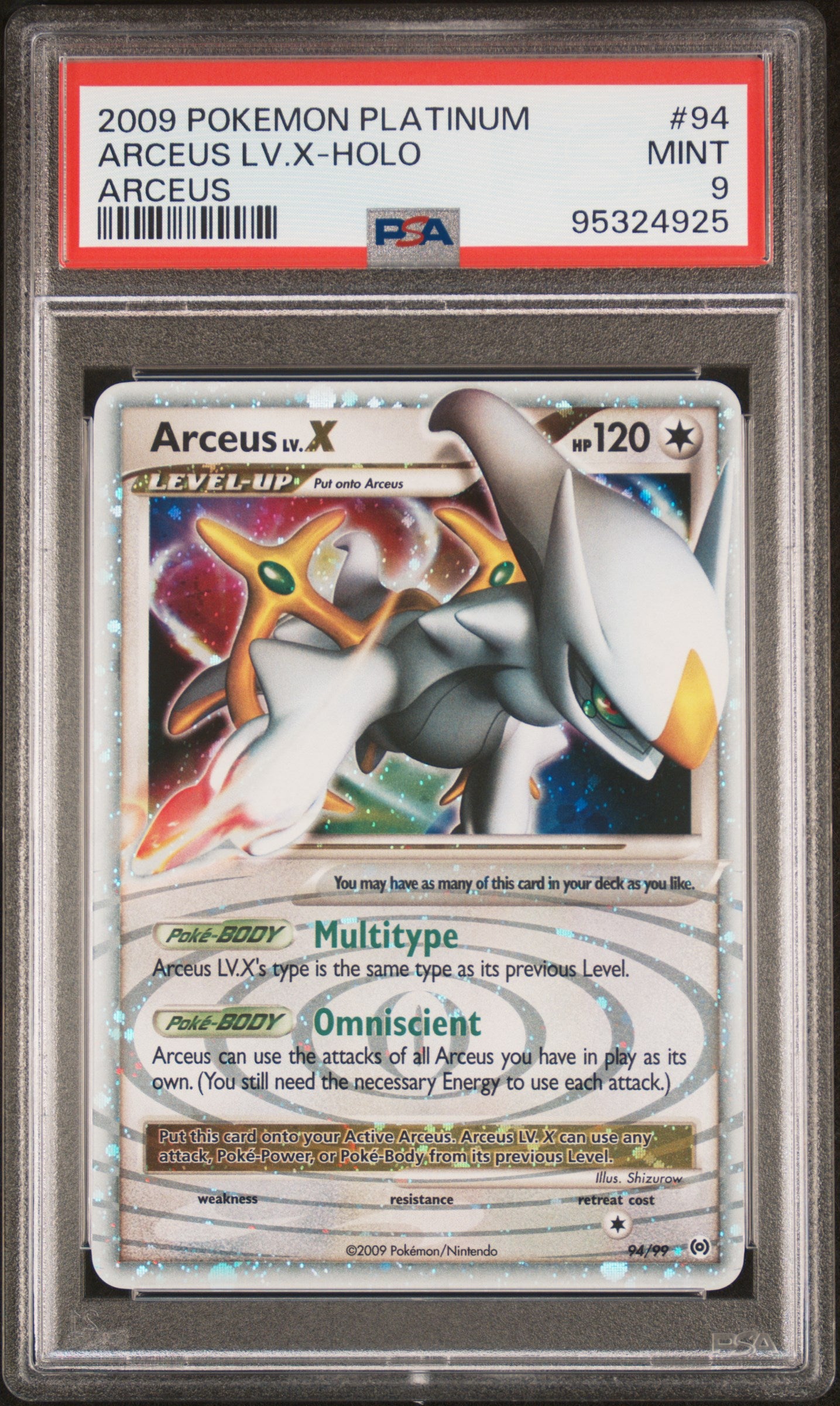 Arceus LV.X Holo 94/99 Arceus Pokemon PSA 9
