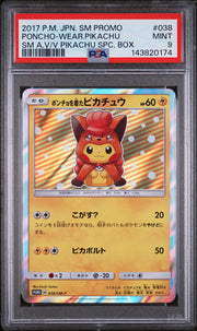 Poncho Wearing Pikachu 038/Sm-P Sm Alolan Vulpix/Vulpix Special Box PSA 9