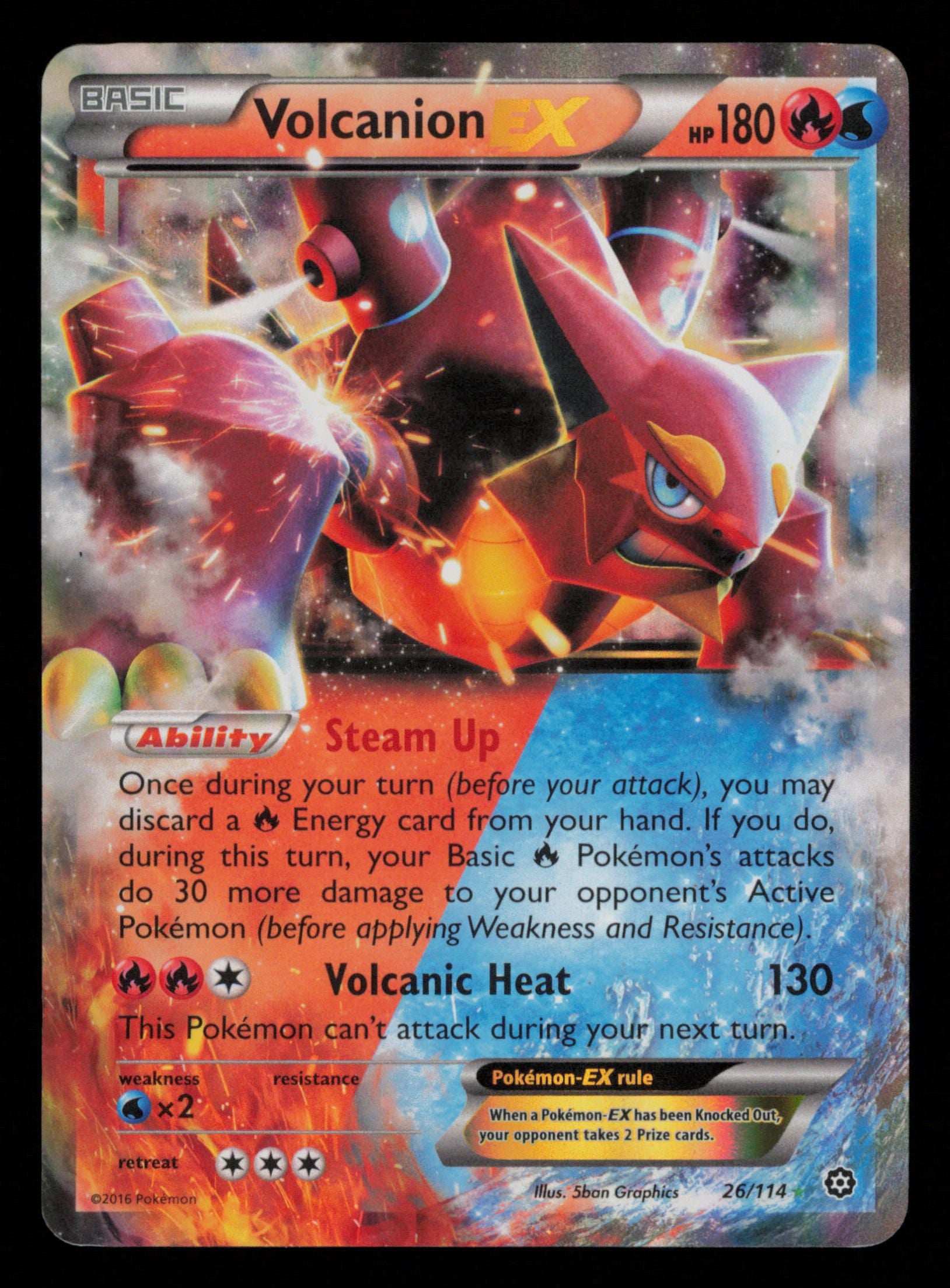 Volcanion EX 26/114 Holo Rare EX Steam Siege Pokemon
