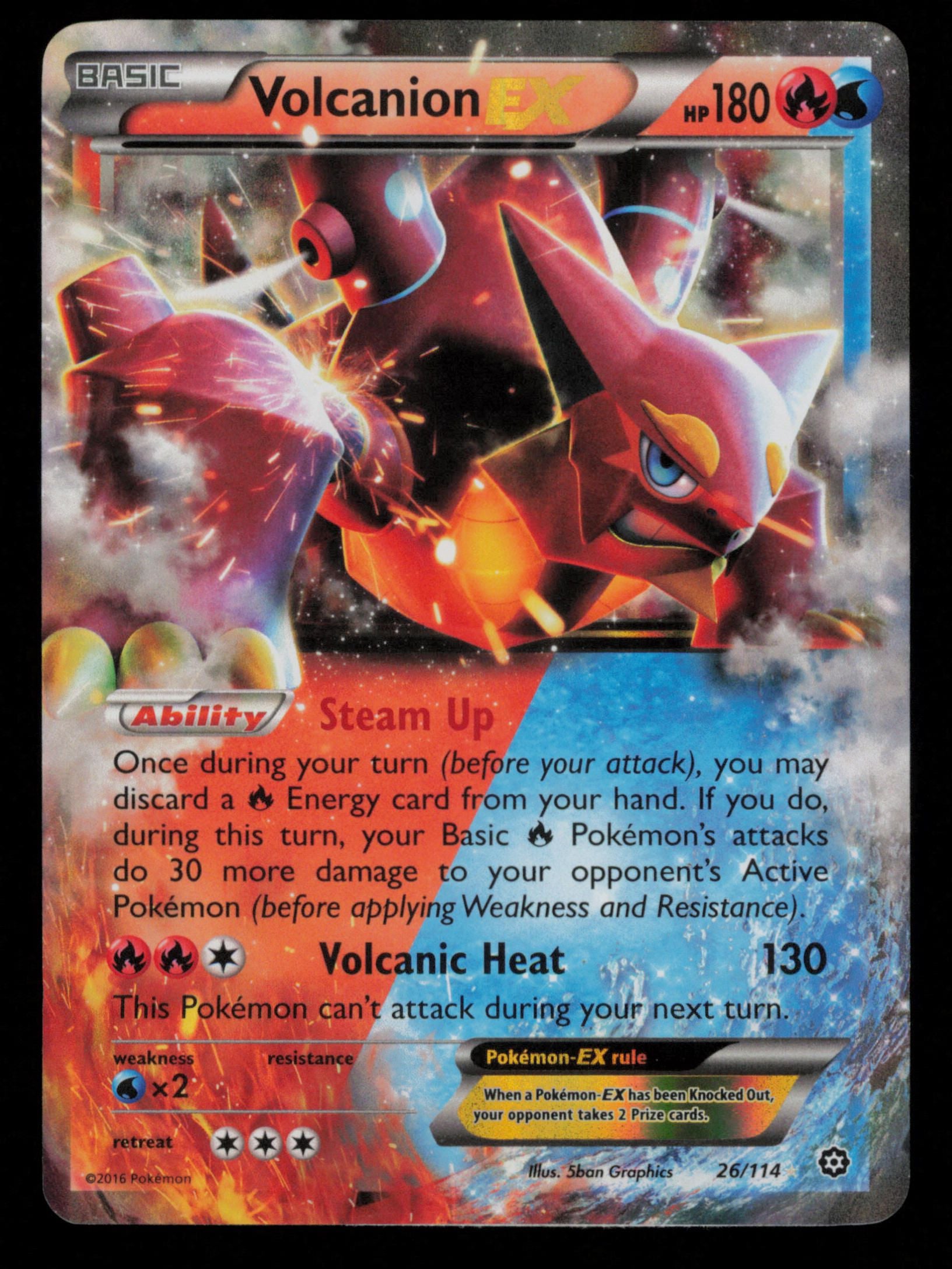 Volcanion EX 26/114 Holo Rare EX Steam Siege Pokemon