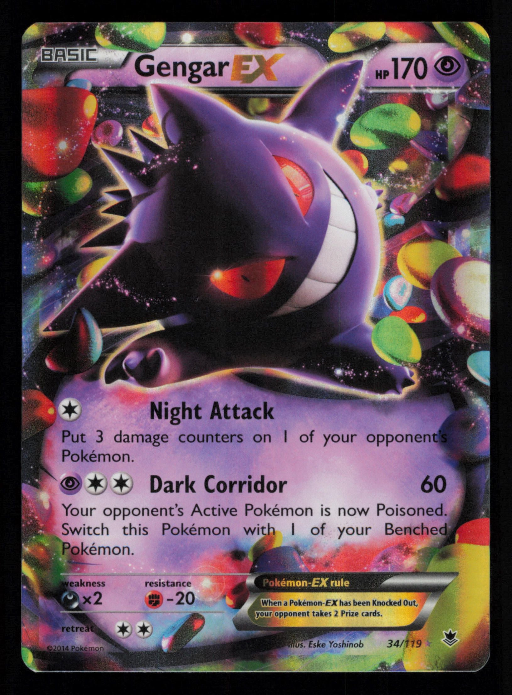 Gengar EX 34/119 Holo Rare EX Phantom Forces Pokemon