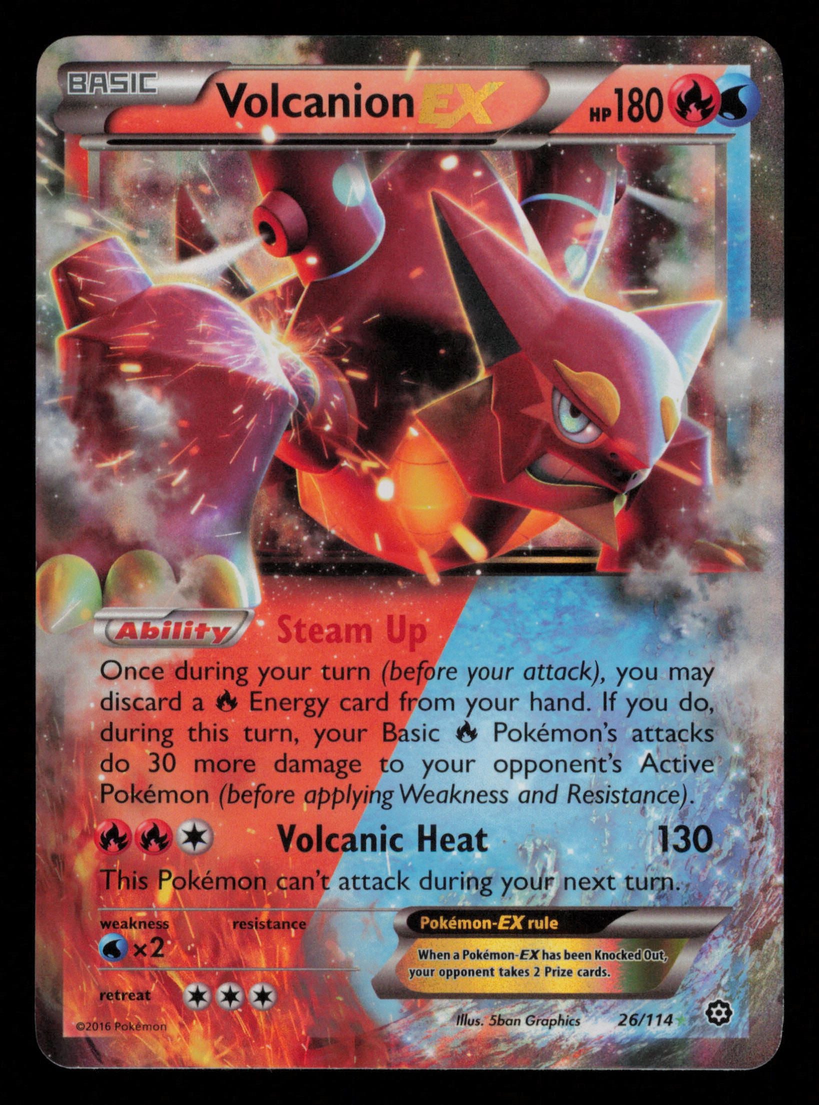 Volcanion EX 26/114 Holo Rare EX Steam Siege Pokemon
