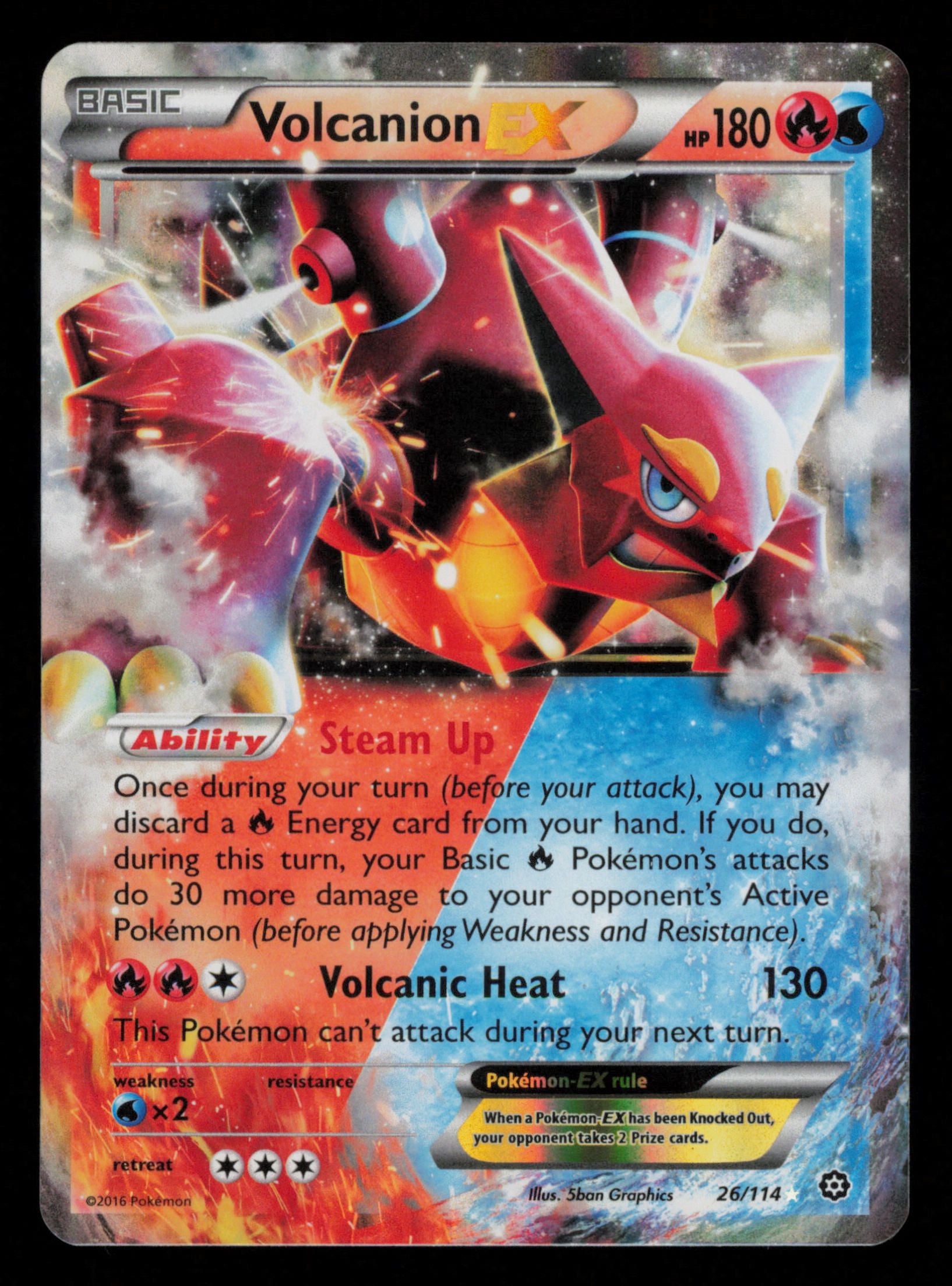 Volcanion EX 26/114 Holo Rare EX Steam Siege Pokemon