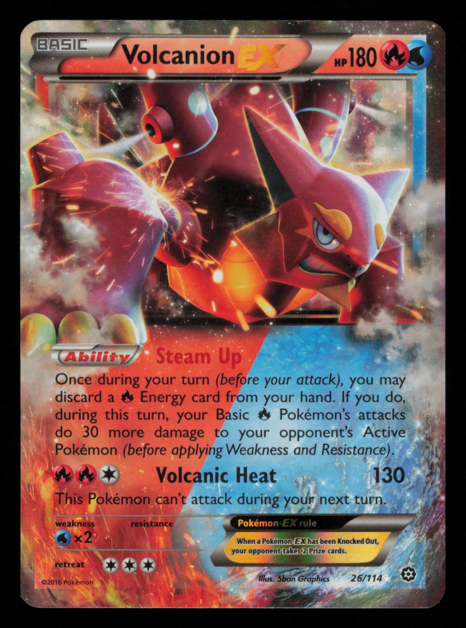 Volcanion EX 26/114 Holo Rare EX Steam Siege Pokemon