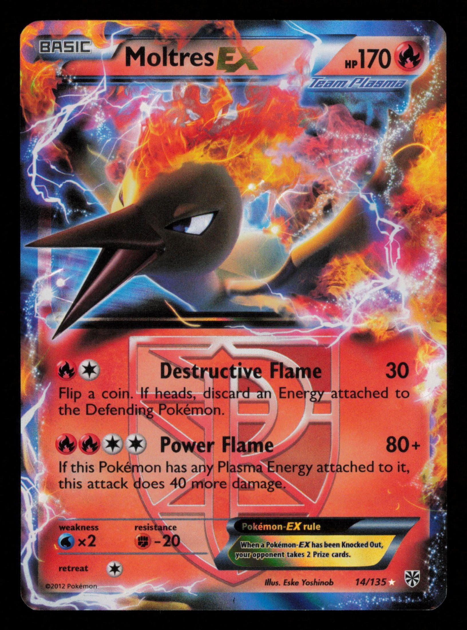 Moltres EX 14/135 Holo Rare EX Plasma Storm Pokemon