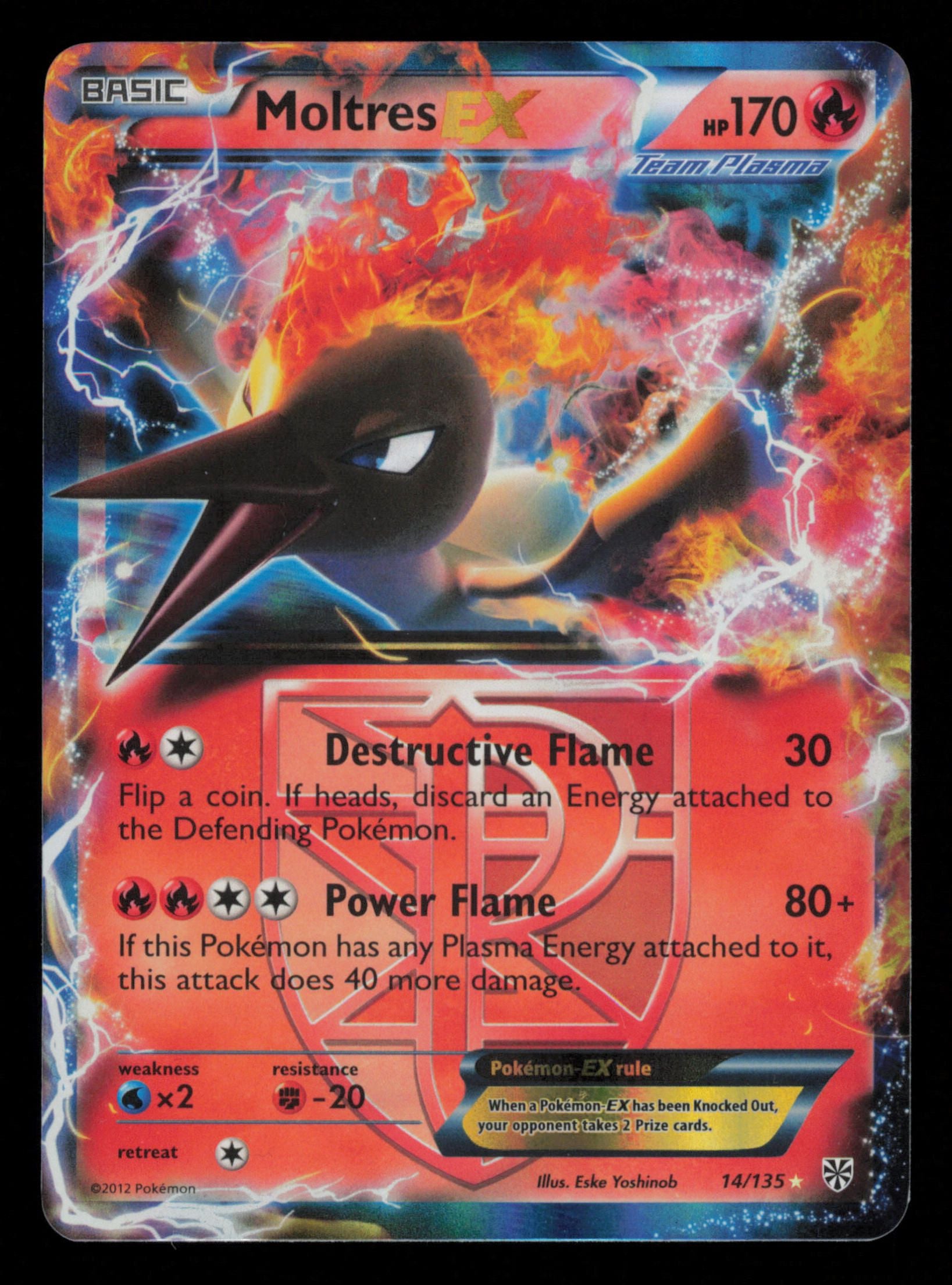 Moltres EX 14/135 Holo Rare EX Plasma Storm Pokemon