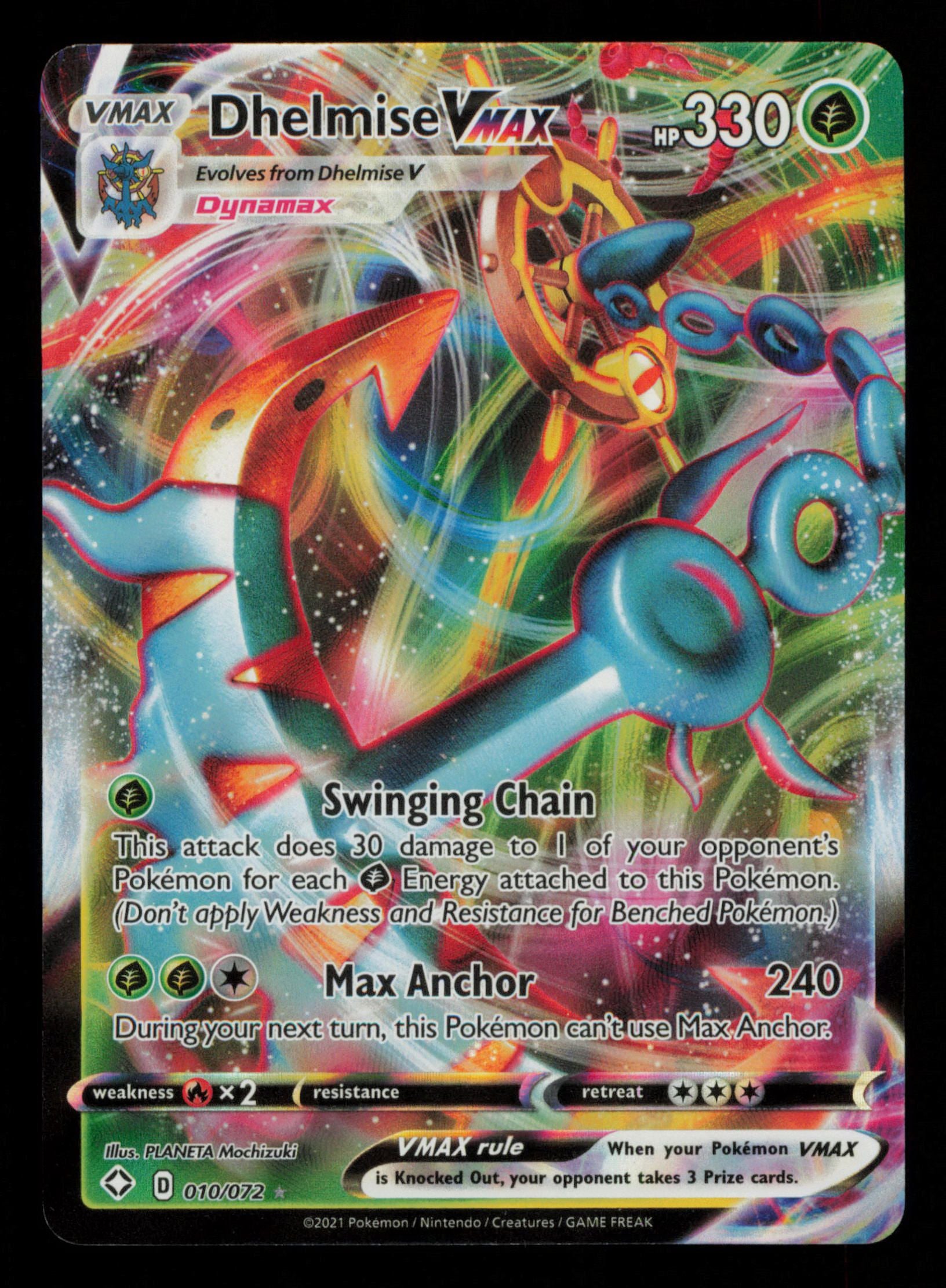 Dhelmise VMAX 010/072 Holo Rare VMAX Shining Fates Pokemon